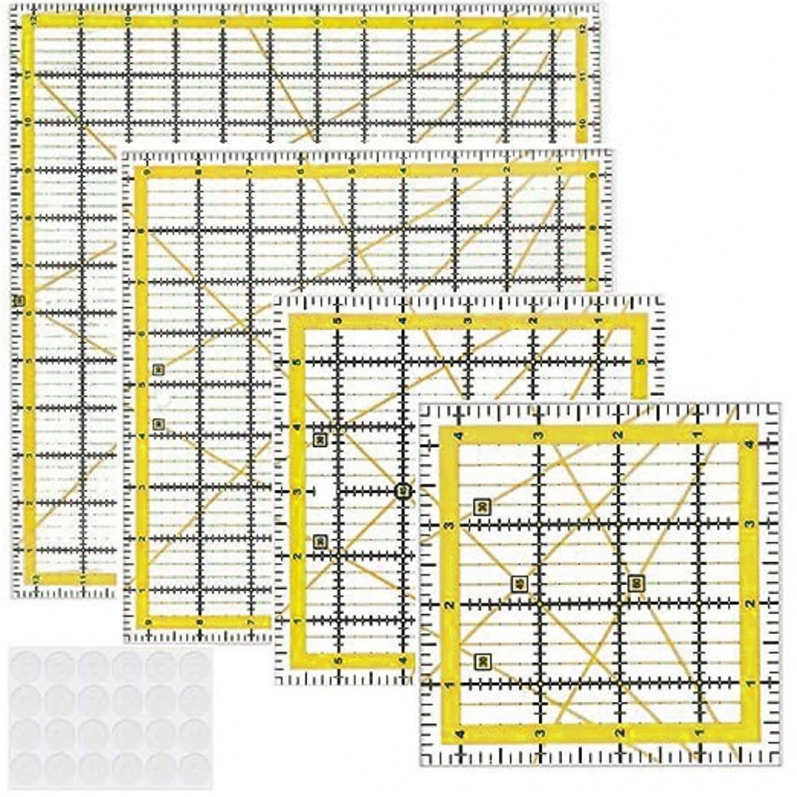 4 plantillas de costura acrílicas multifuncionales para acolchar, patchwork, medición de tela y herramientas de manualidades, plantilla de edredón acrílico, plantillas de reglas, plantillas