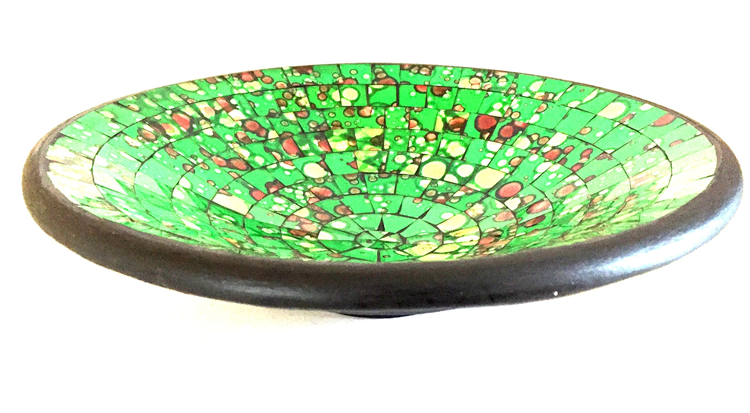 OMA Glass Mosaic Decorative Bowl Tray Platter Candy Dish Catch All Centerpiece Bowl Red Serving Dish Home Decor Large Size