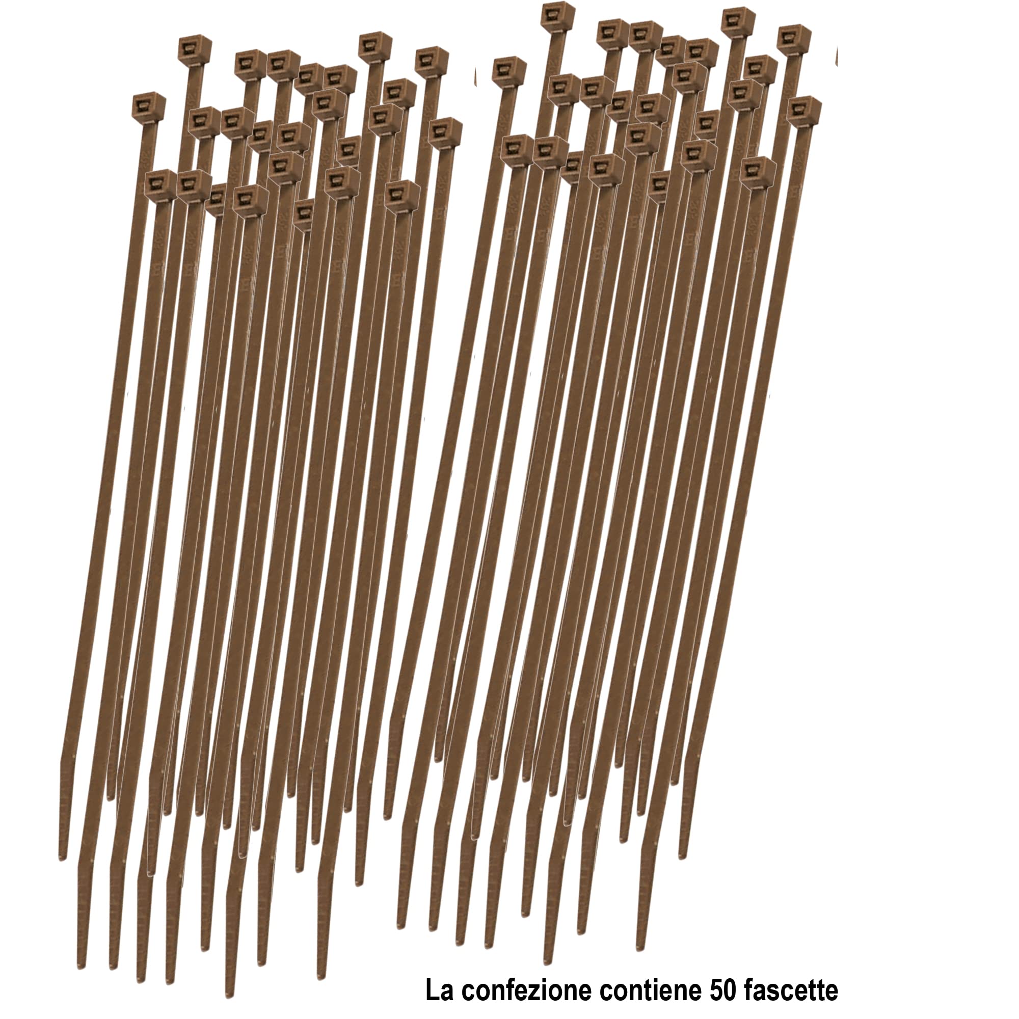 TENAX FIX-TIE L Fascette Multiuso Plastica 20 cm Marrone 50 sztuk