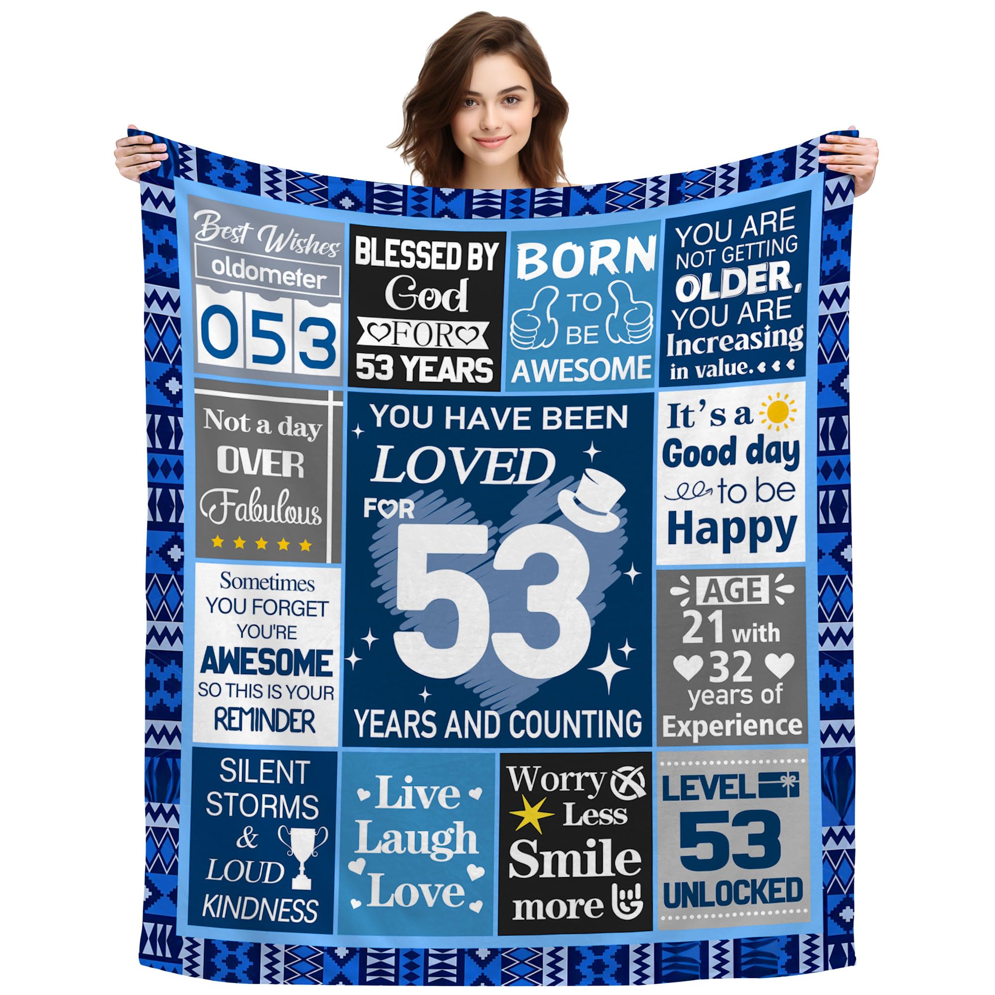 ACAROMAY 53rd Birthday Gifts for Men You Have Been Loved for 53 Years Throw Blanket for 53 Years Old Grandfather Dad Brother Uncle Birthday Decoration for Couch Bed Camping Blankets (53)