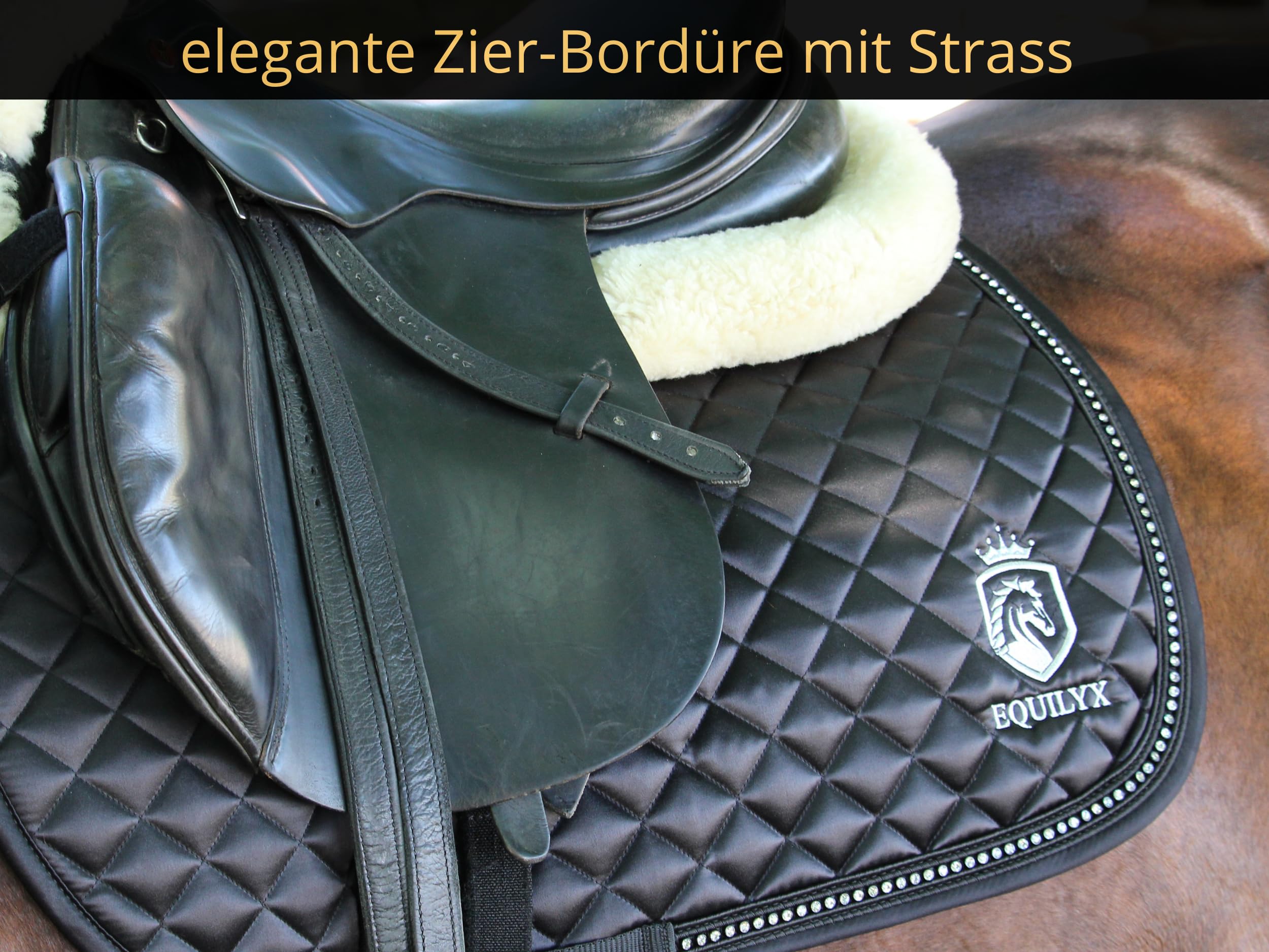 EQUILYX Schabracke Für Pferde - Satin Mit Strass-Bordüre, Warmblut