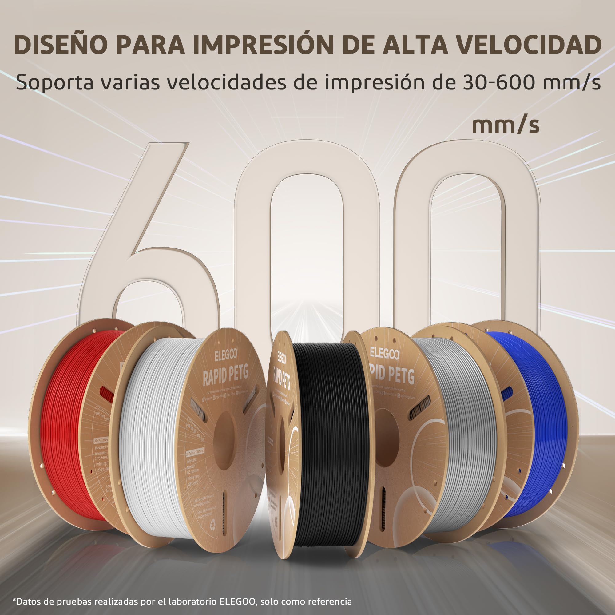 ELEGOO Filamento PETG Rápido 1.75 4KG Multicolor, PETG de Alta Velocidad 600mm/s para Impresora 3D, Precisión Dimensional +/- 0.02mm, Carrete Filamento 3D, para Mayoría Impresoras 3D