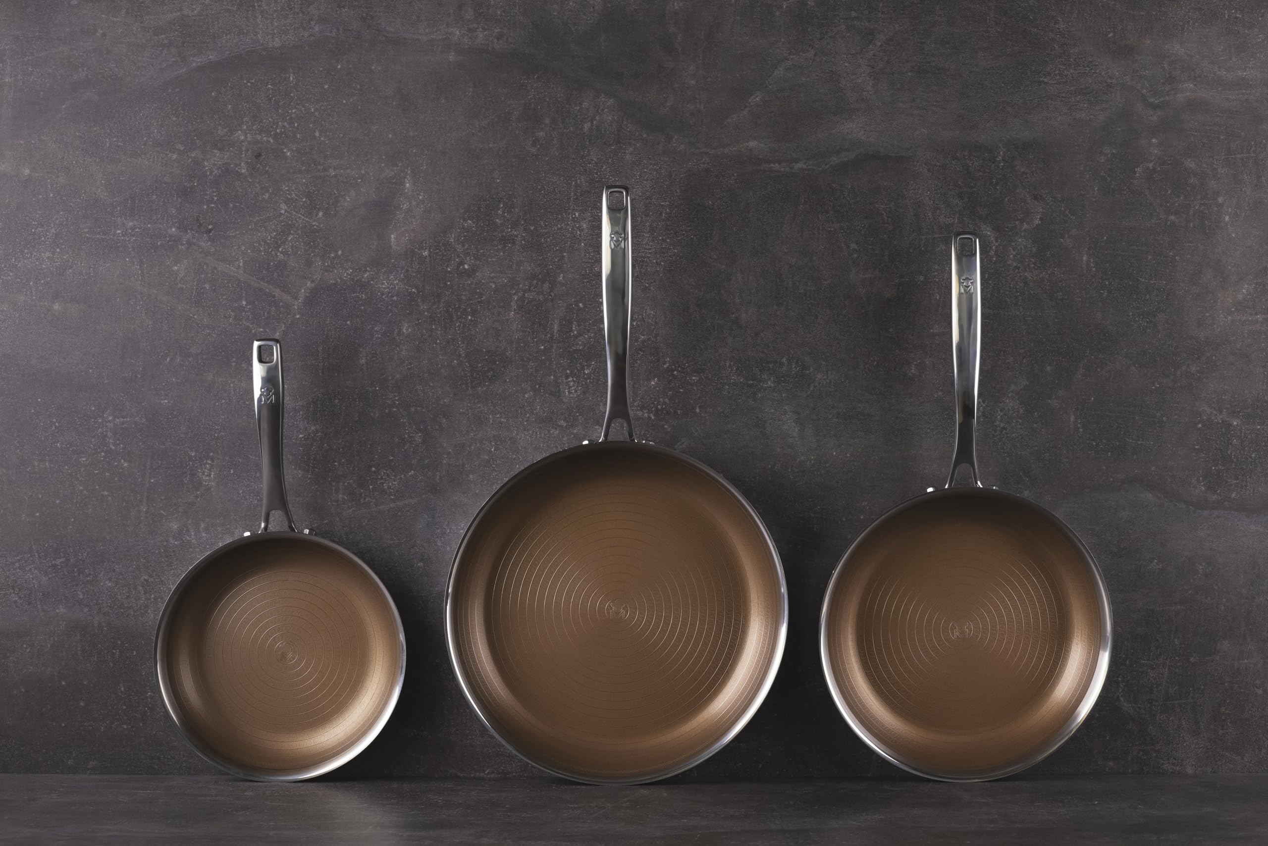 Set 3 Padelle MasterPro Giro3 Gold - 20+24+28cm Antiaderenti Per Induzione