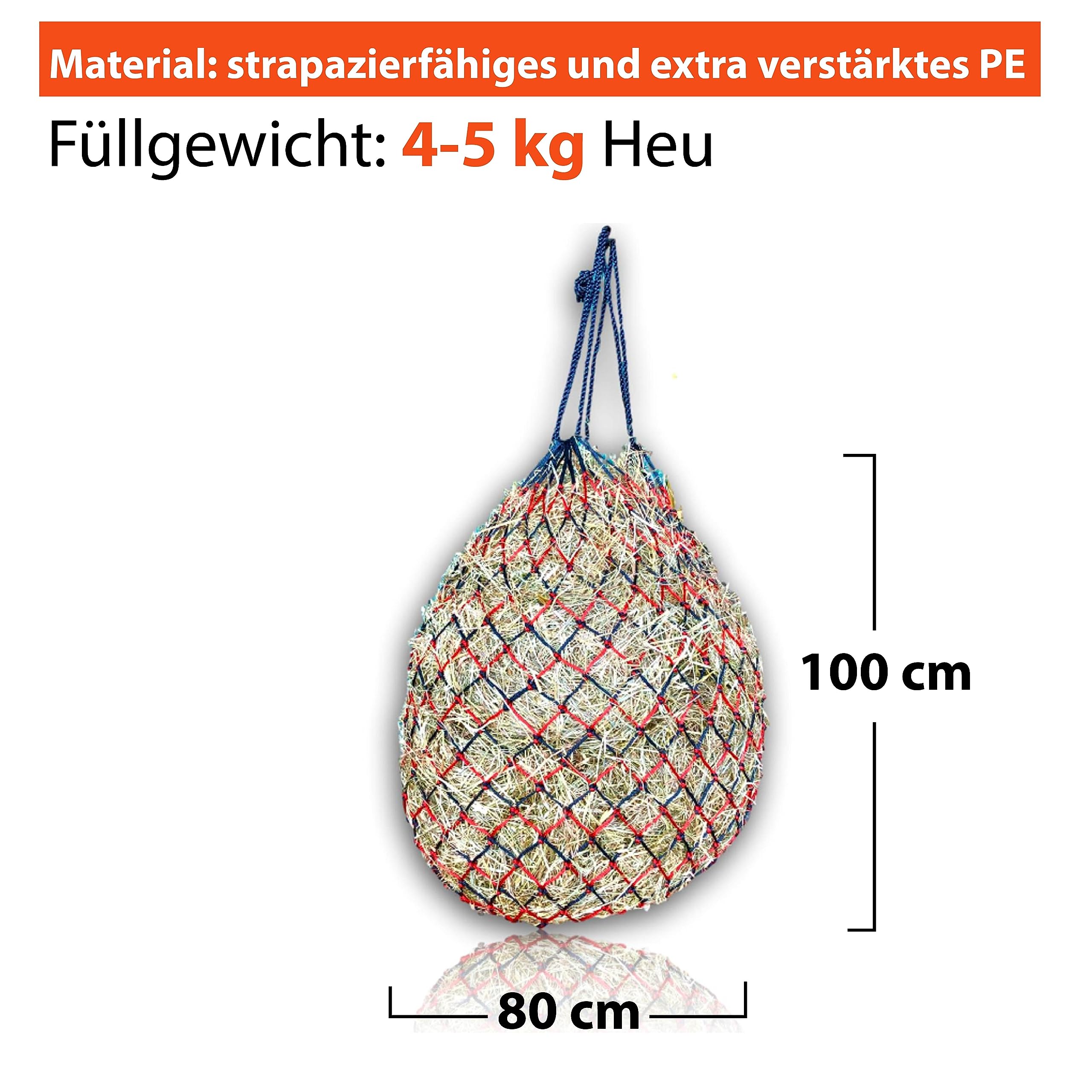Extra Large Hay Net for Horses 5 x 5 cm Mesh Species-Appropriate Feeding Improved Digestion Hay Bag for Travelling Feeding Bag for Ponies Young Horses Old Horses Goats (2 x Black/Red) - Image 4