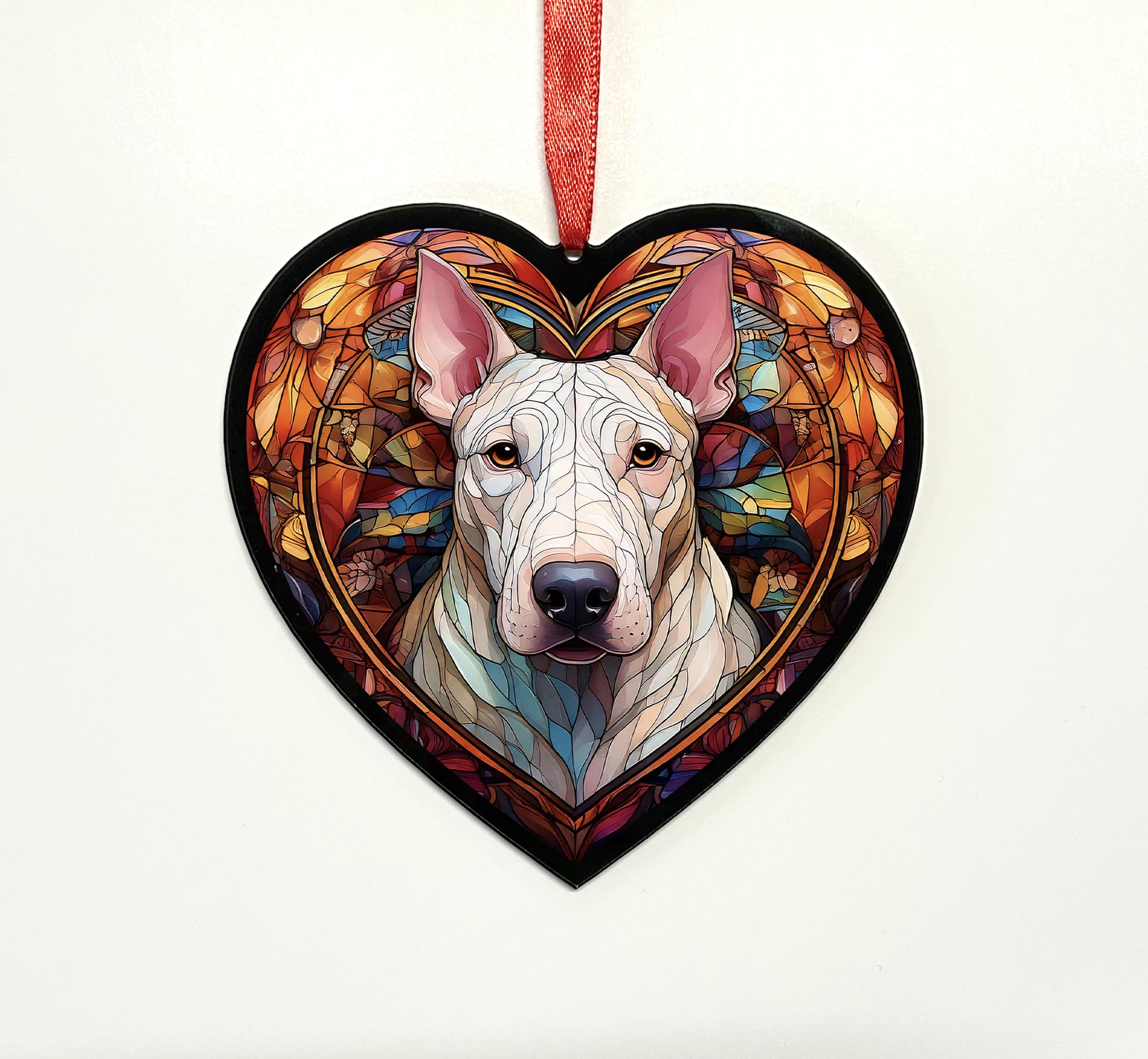 English Bull Terrier Heart Suncatcher - Memorial or Gift for Dog Lovers - 13cm