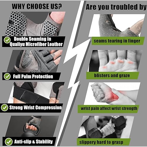 Miniatura 2 de Guantes de entrenamiento para hombres y mujeres, guantes de levantamiento de pesas con soporte para la muñeca, protección completa de la palma de la