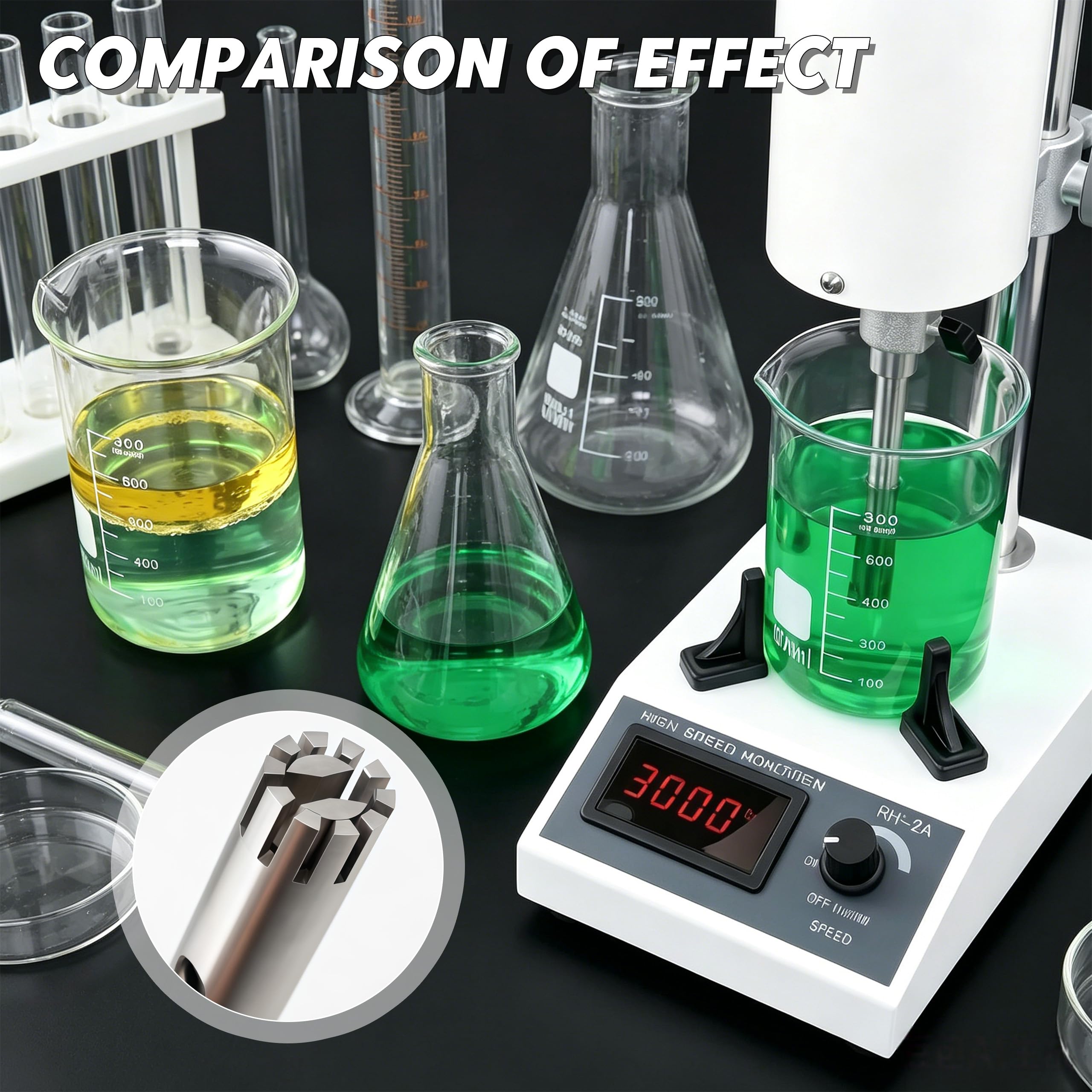 Hochgeschwindigkeits-Homogenisator 8000 bis 22000 U/min Einstellbar 5-1000ML Homogenizer mit 4 Messbecher Labor Emulgator mit Digitalanzeige für Medien Zelldispersion Kosmetik Lebensmittel