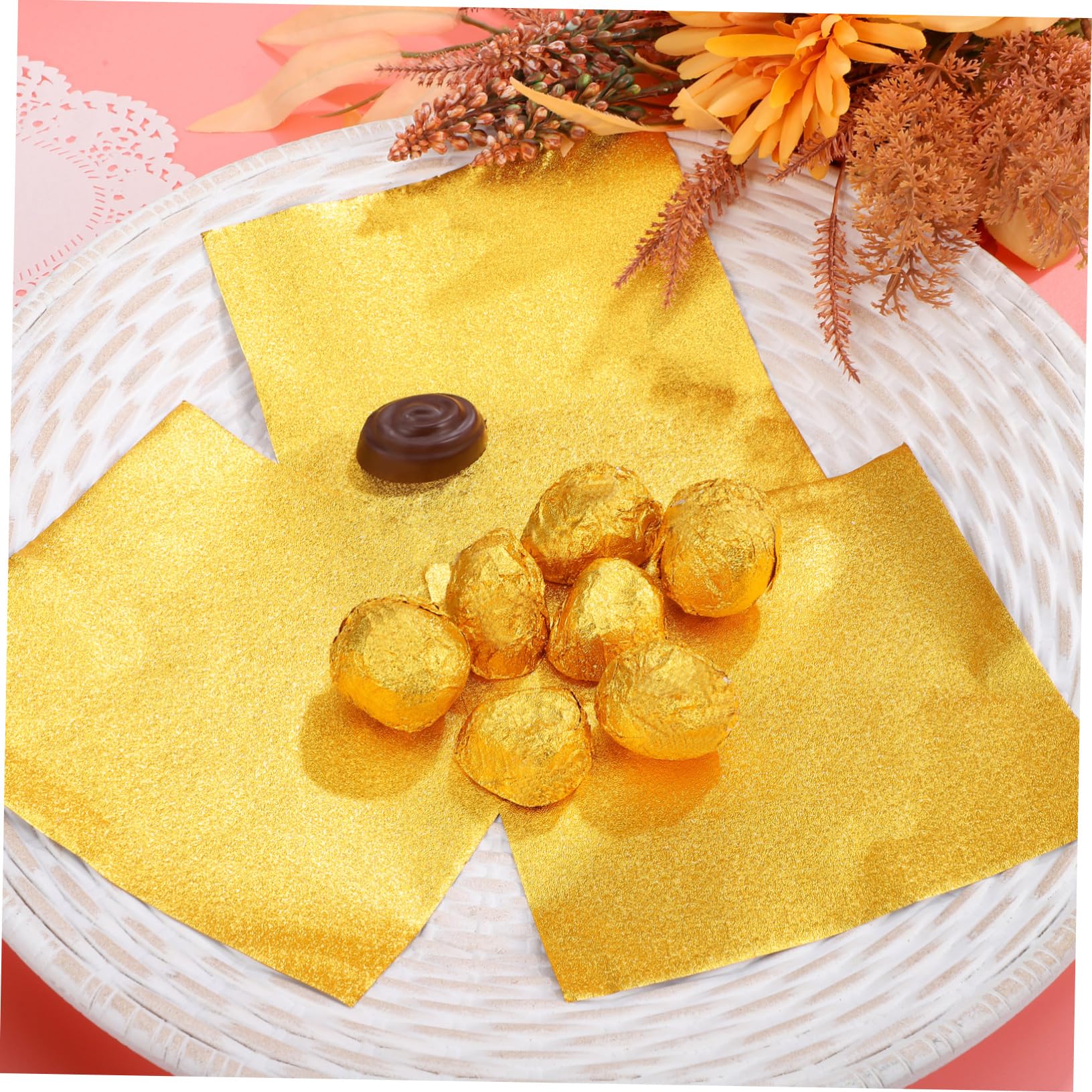 Cabilock Envoltorios Uso Prolongado 200 de Papel de Aluminio Dorado Material Aluminio Ecológico para Envolver Chocolate y Caramelos Ideales para Fiestas de Cumpleaños