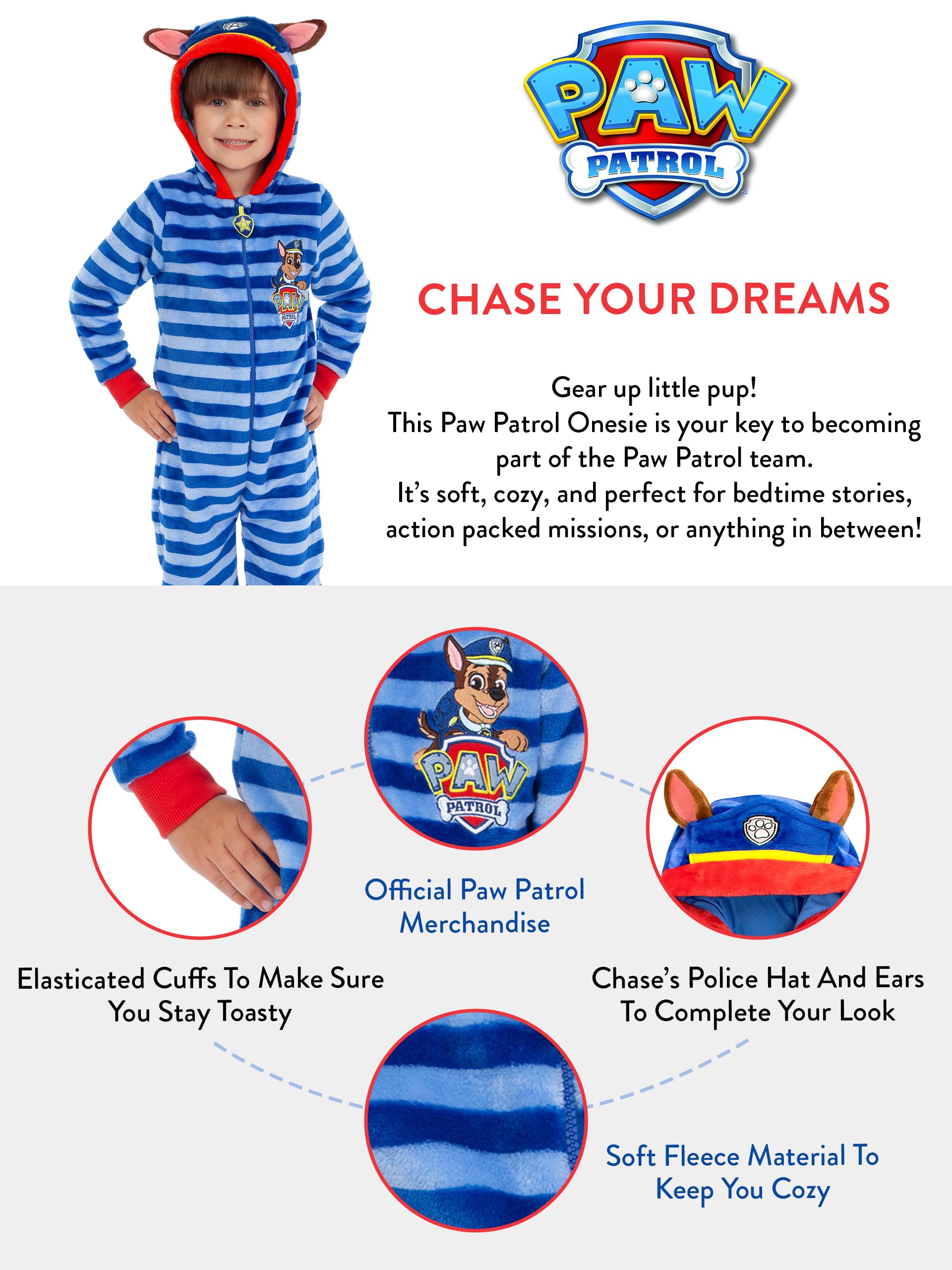 Paw Patrol Onesie Patrulla Canina Chicos | Chase Onesie Niños | Pijama para Niños