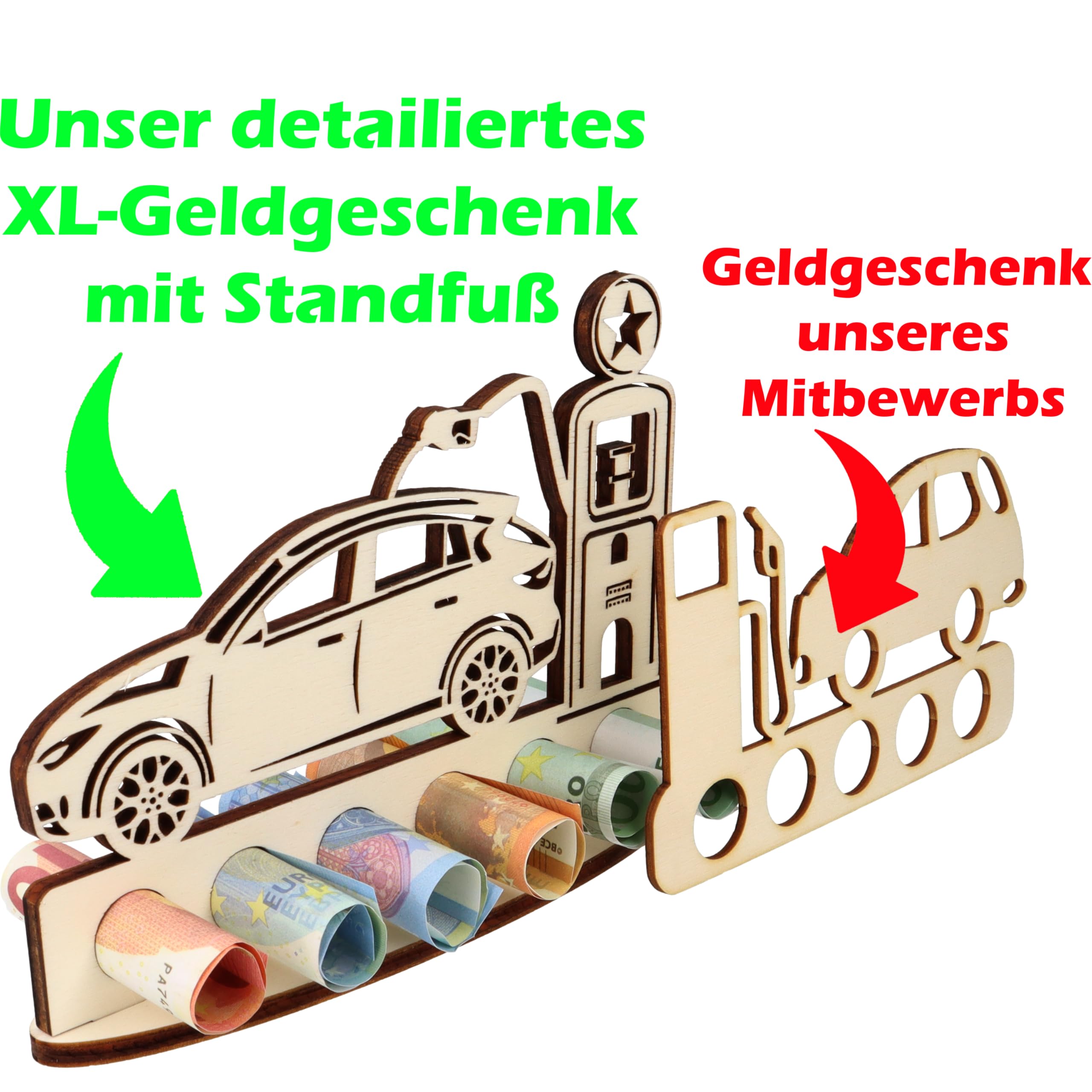 XL Money Gift Car Refueling Made of Wood, Gift Idea, Voucher Packaging, Funny Gift, Money Gift for Women and Men, Tank Voucher, Driving Licence, Petrol Money Car (Tanking) - Image 3