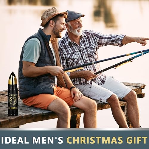 Vista 49 de Vaso de acero inoxidable de 17 onzas para hombres, él, marido, papá, taza de café con forma única para hombre, pesca, caza, camping, Navidad