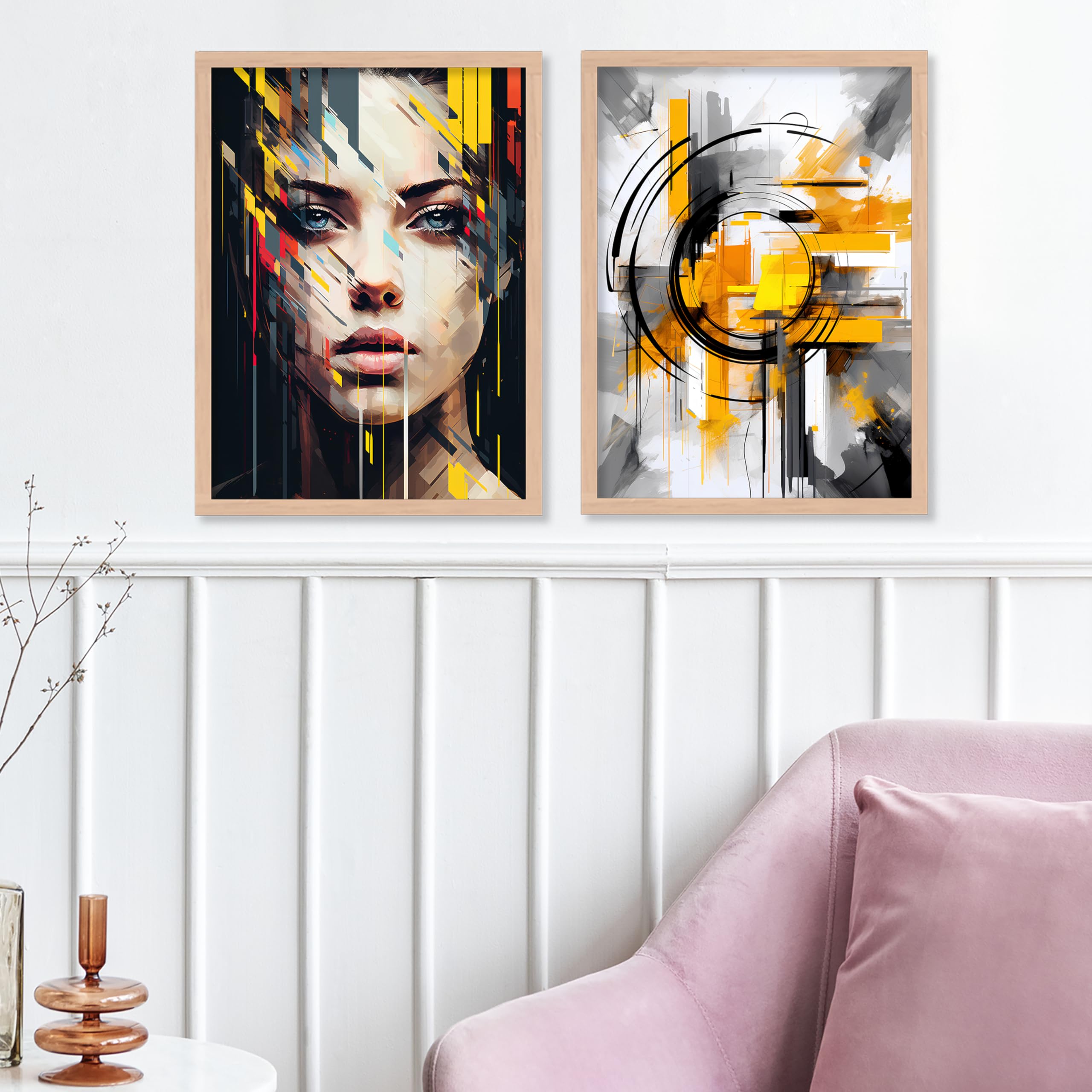 BANGERZ Modern Art Wall Decor Paintings For Living Room, Bedroom, Office - Decorative Framed Aesthetic Wall Posters Paintings For Wall Decoration (Set of 4) (Medium, Artwork 2) 2