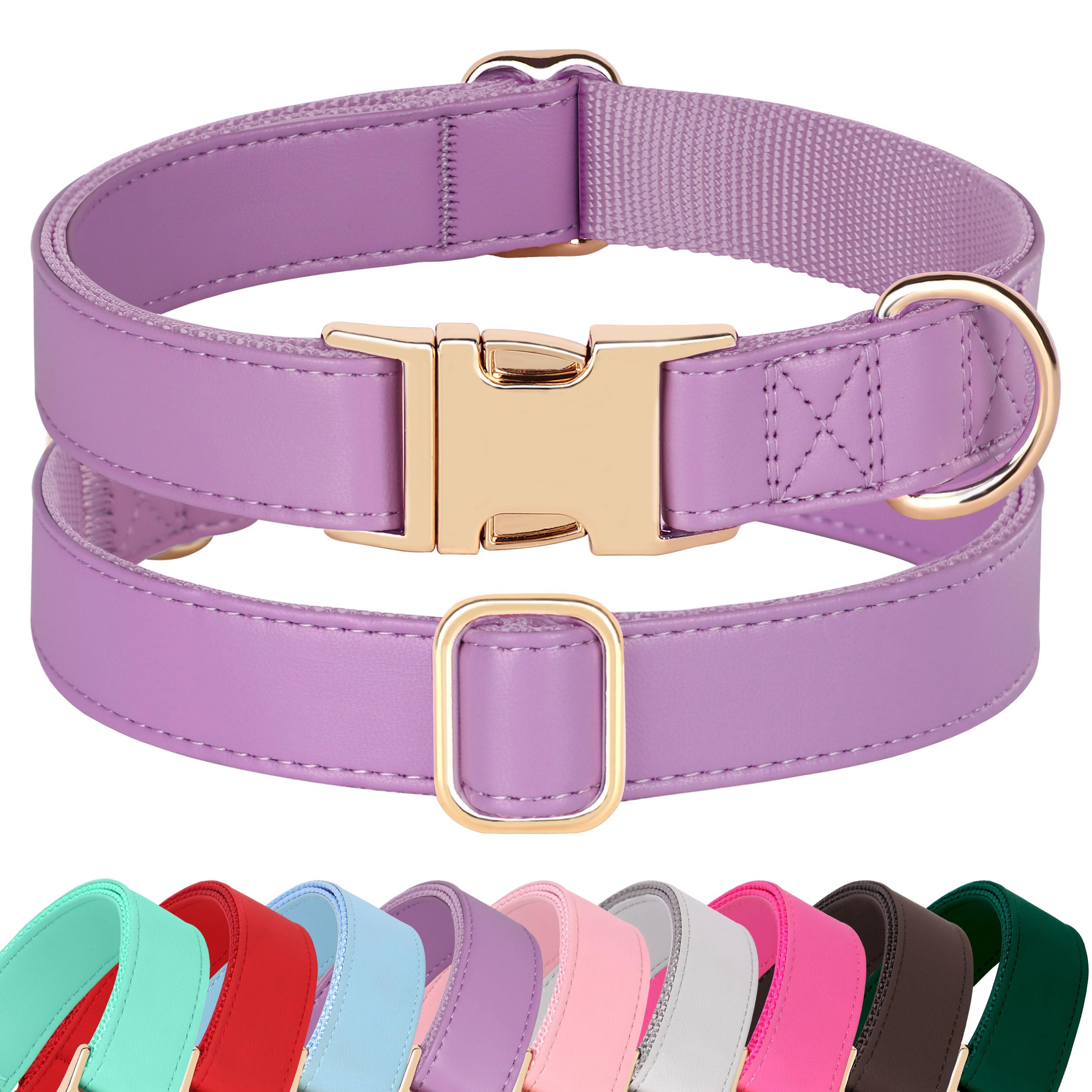 PET ARTIST Soft PU Leather Dog Collar Purple