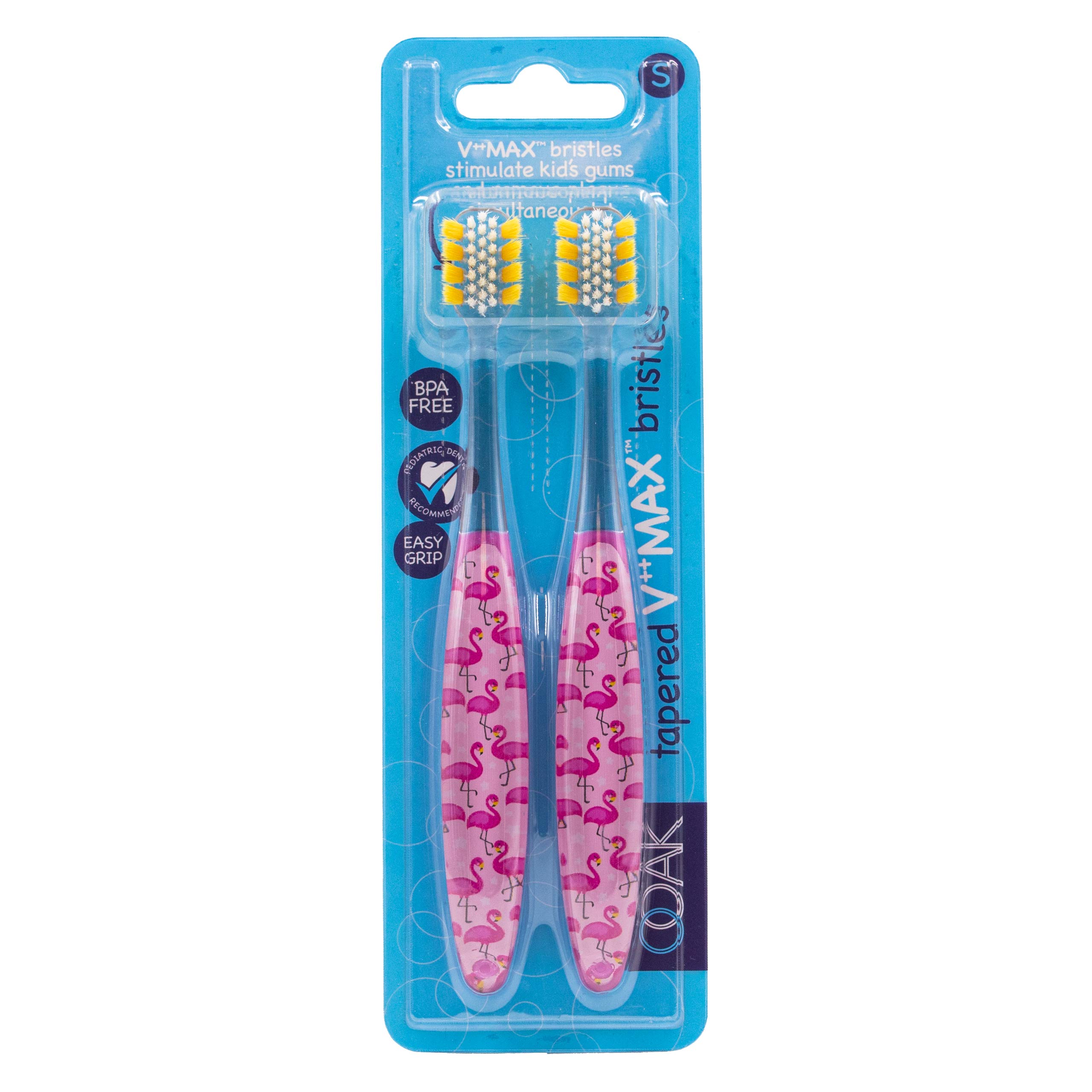 Ooak Kids Toothbrush Tapered V Max Soft Bristles 2 Pack - Flamingo