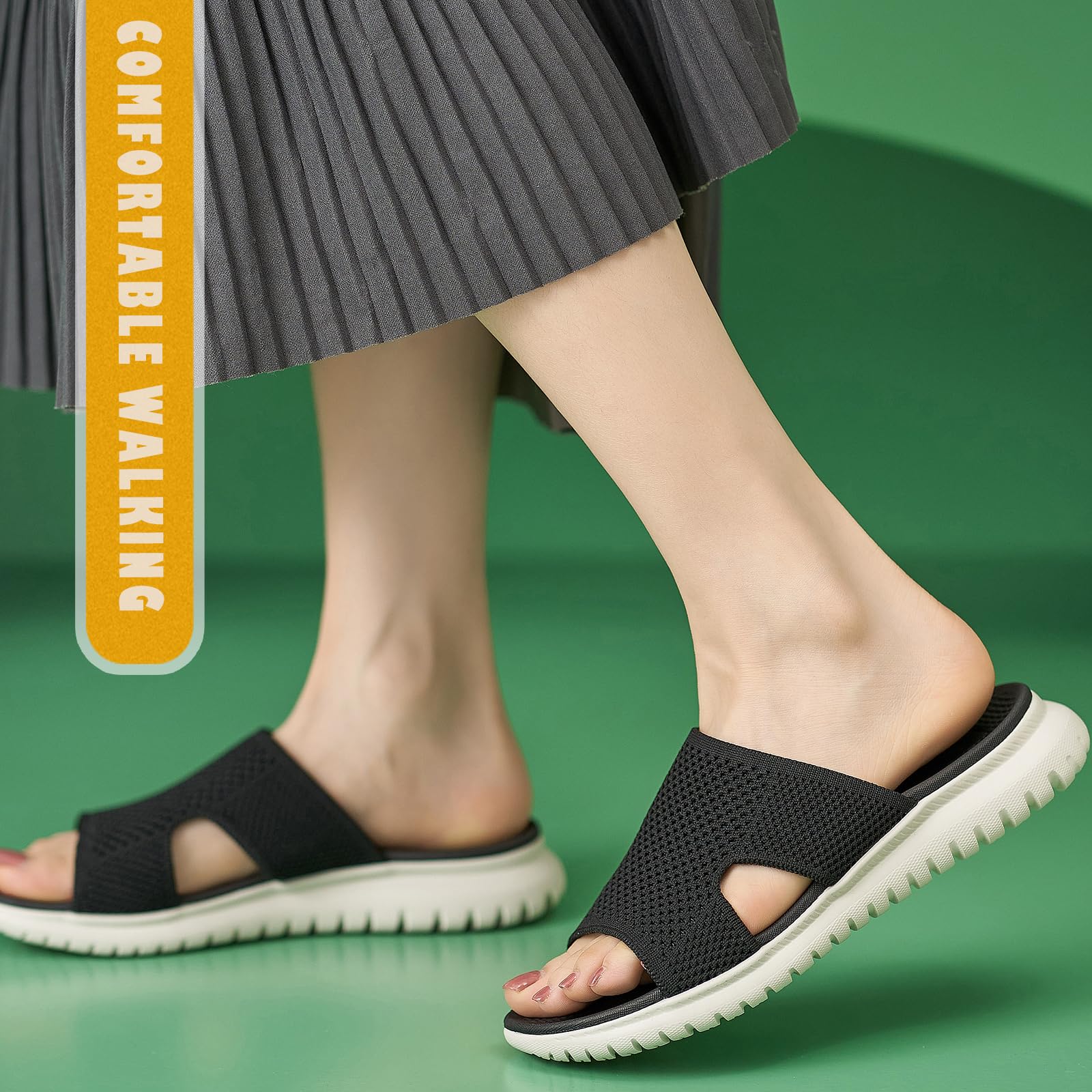 Sandalen Damen Sommer Leichte Bequem Pantoletten mit Weich Fussbett, Gr.35-42