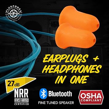 Plugfones Basic Pro Bluetooth Earplug Headphones for Work, OSHA Compliant