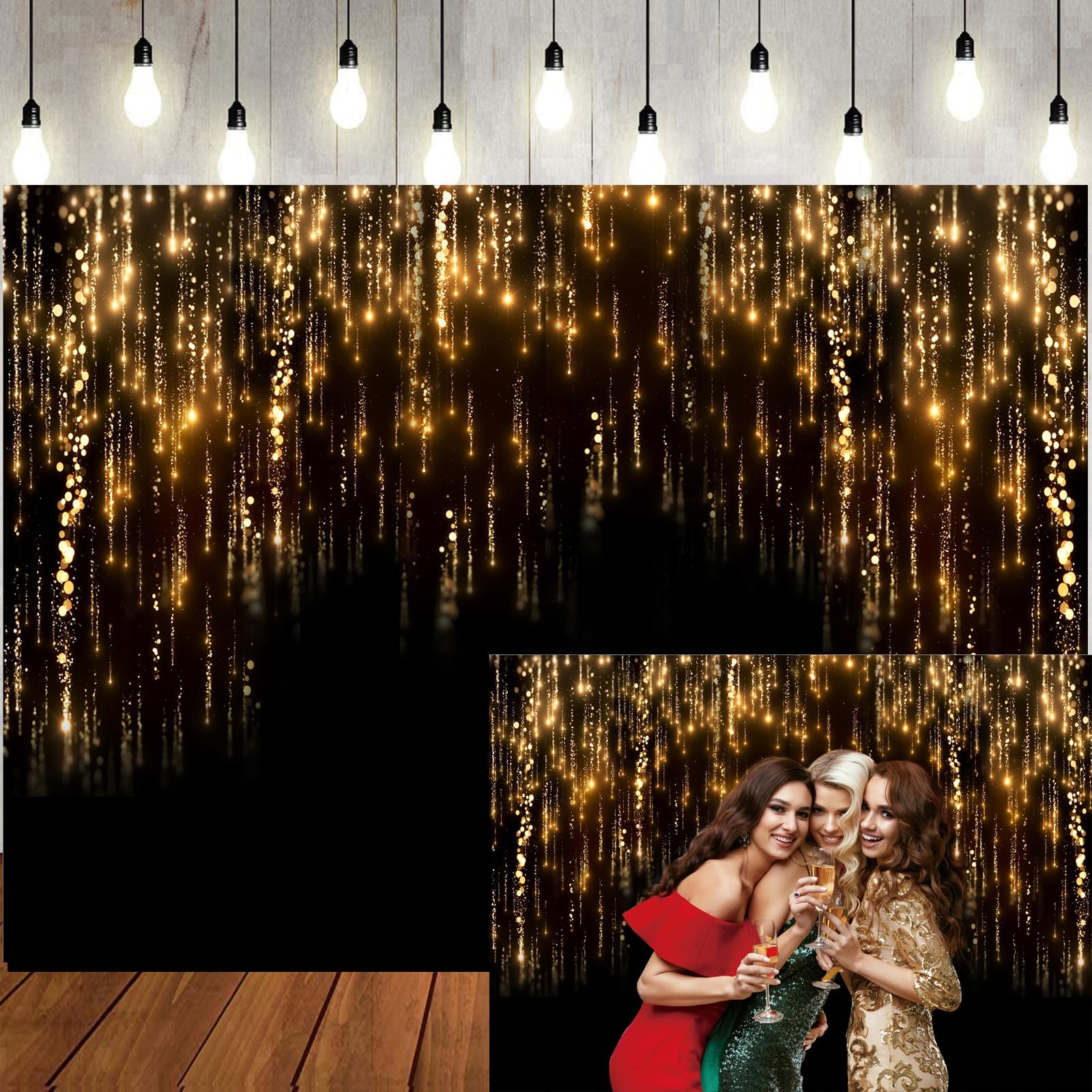 Amazon.com : LTLYH 7x5ft Black and Gold Backdrop New Year Backdrop 2025 ...