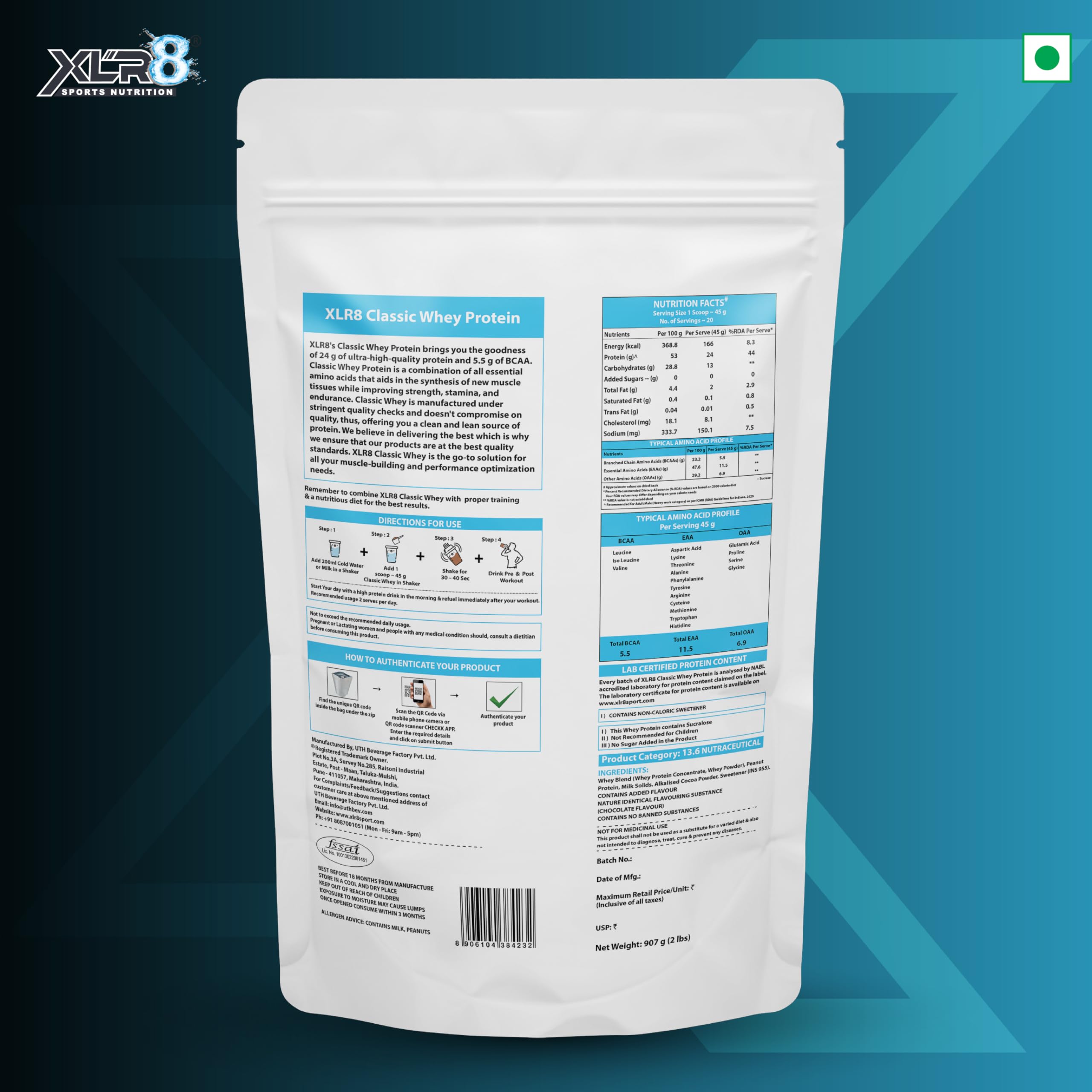 XLR8 Classic Whey Protein Powder, 24 g Protein, 5.5 BCAA, No Maltodextrin (Choco Nutty, 907 g) 2