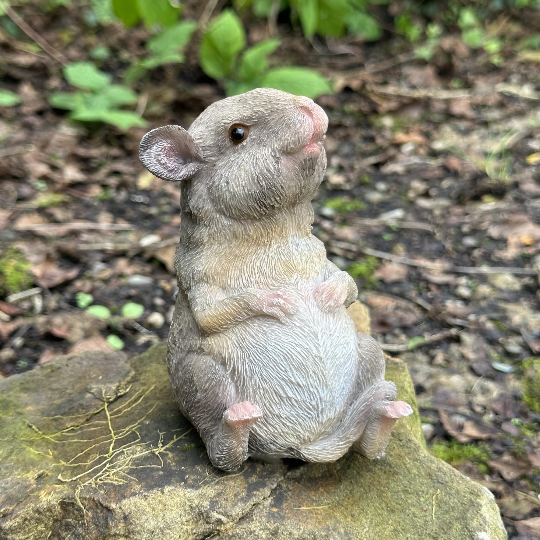 HAPPY MOUSE RAT SITTING Garden Home Decor Ornament Woodland Indoor Outdoor H12cm