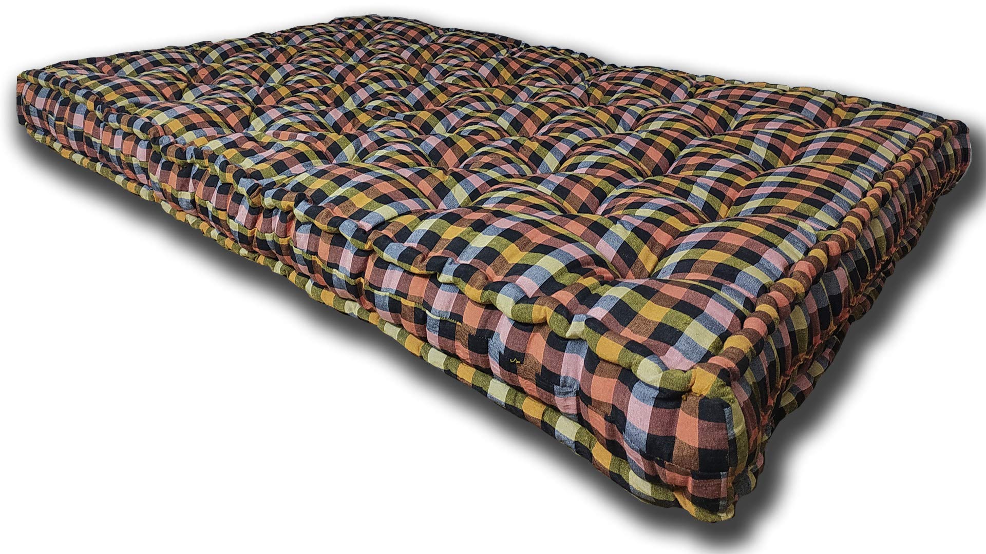 Deevine Craft 4 Inch Thick Soft Foldable Rollable Cotton Quilt Multicolor Mattress, 4x6 Mattress Or 72x48x4 inches, with Marvelous Fabric Quality Box Mattress / Gadda