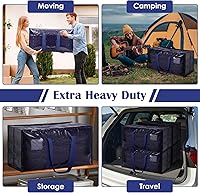 Vista 7 de 6 Pack Extra Large Heavy Duty Moving Bags with Reinforced Zipper & Wide Handles, Moisture-Resistant Storage Bins Packing Cubes for Clothes, College
