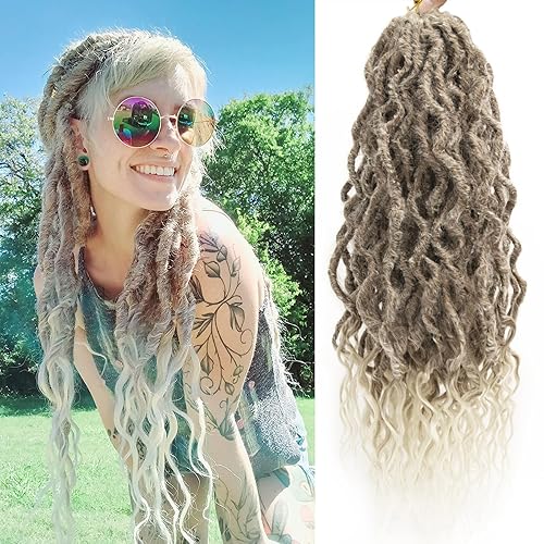 Miniatura 362 de 8 paquetes de rastas de cabello sintético de ganchillo de 18 pulgadas, rastas sintéticas bohemias con extremos rizados, cabello de ganchillo suave