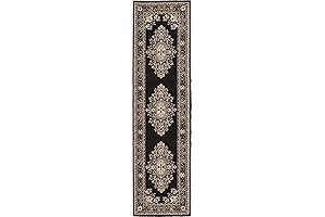 Unique Loom Reza Collection 2'7" X 10' Distressed Persian Style Black/Beige Area Rug