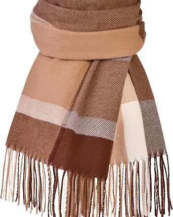 Pleneal Winter Scarf for Women, Scottish Checked Scarf Cashmere Feel Christmas Long Oversized Fashion Scarfs