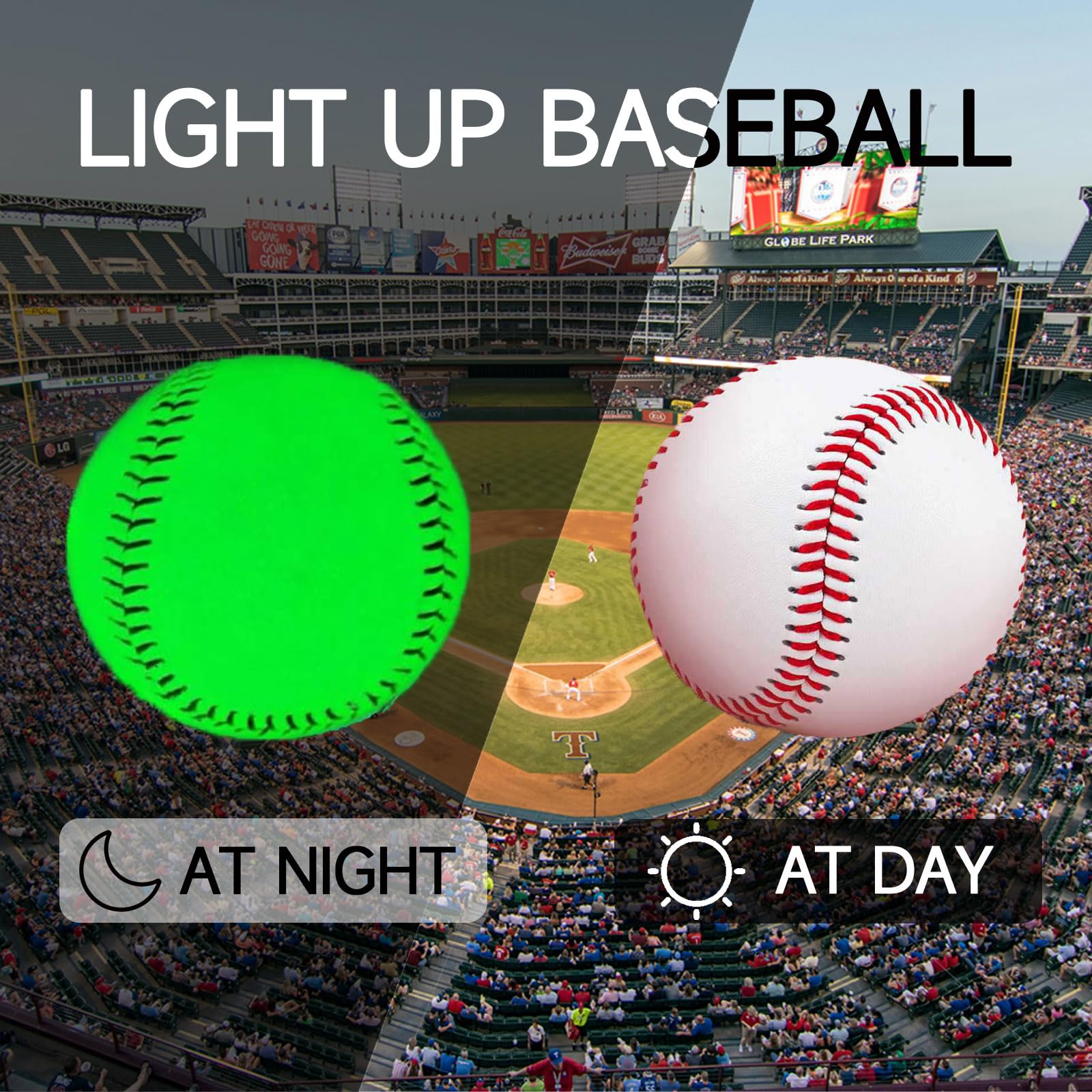 Ayedvan 3PCS Light Up Baseball Glow in The Dark Baseball Light up Baseball Glow Balls Official Size Baseball Gift for Boys and Girls, Kids, and Baseball Fans Baseball Accessories 3PCS