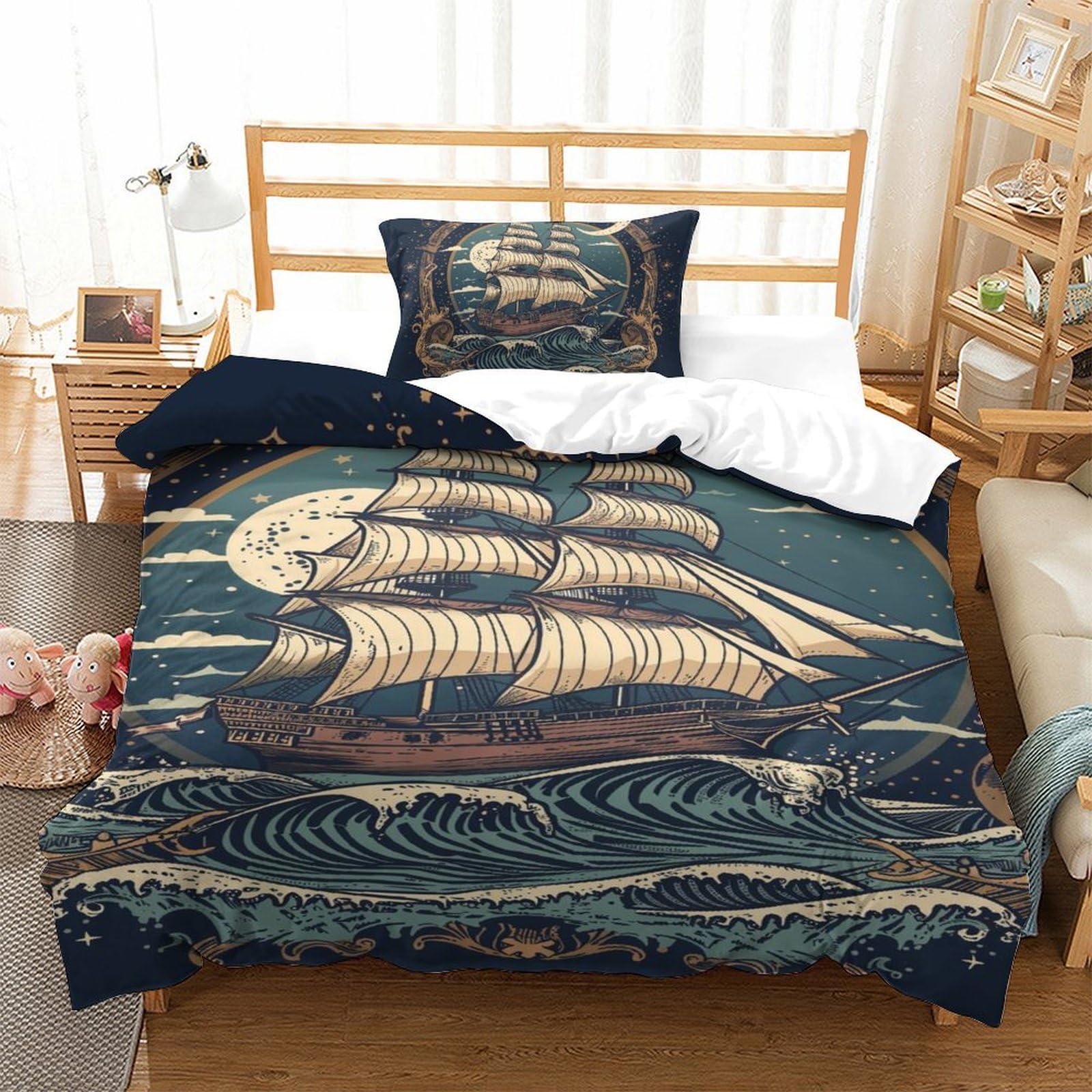 Housse de couette voile 3D en microfibre 135x200 pour une ambiance marine dans votre chambre