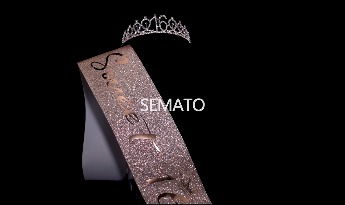 YARIEW Pink Sweet 16 Sash And Tiara Set, Sweet 16 Birthday Decorations For Girls