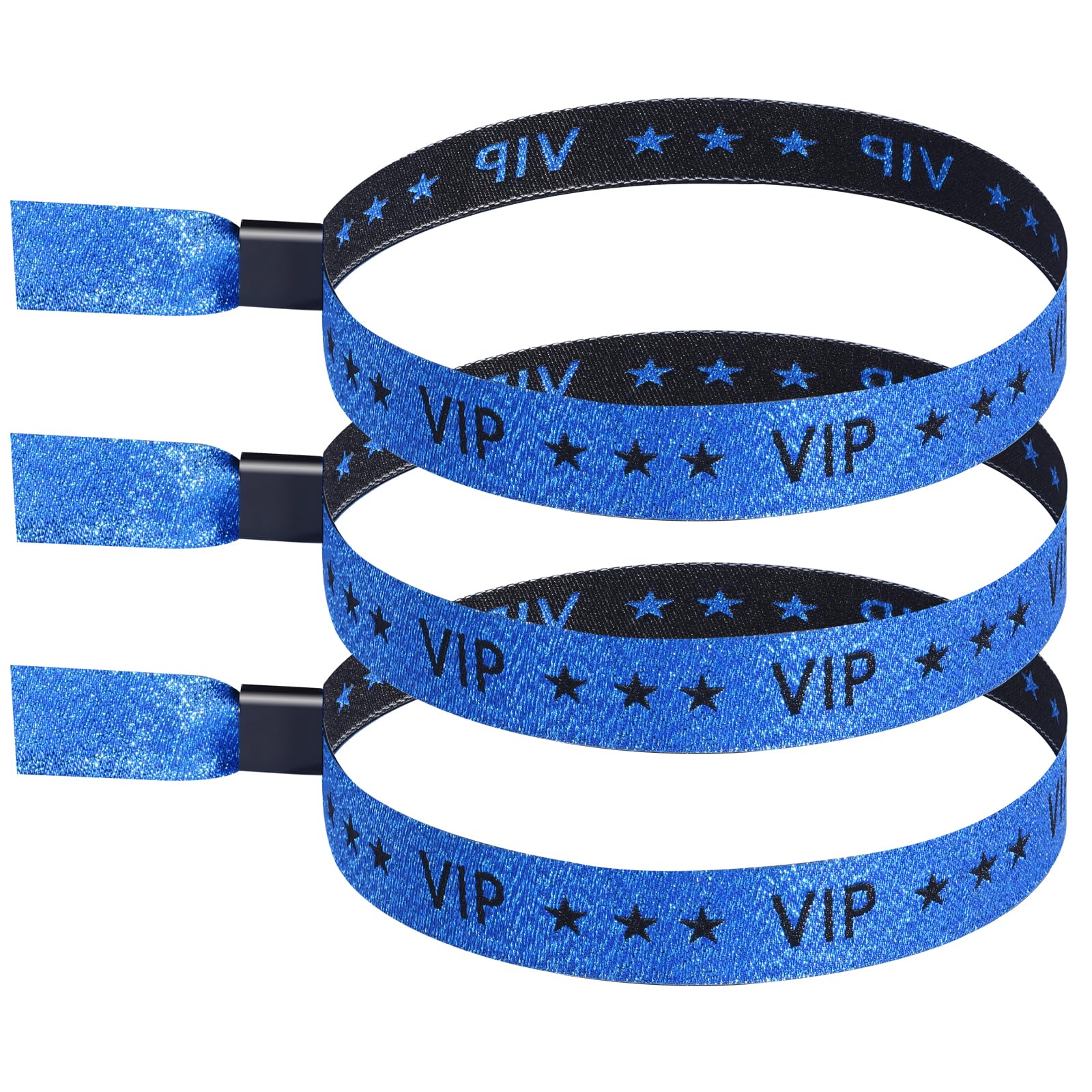 100 Pcs VIP Wristbands for Events, Premium Cloth Fabric Wrist Bands with Shimmering Lurex Jacquard Weaving, Adjustable Disposable Security Lock Bracelets for Festivals, Nightclubs and Party,Blue