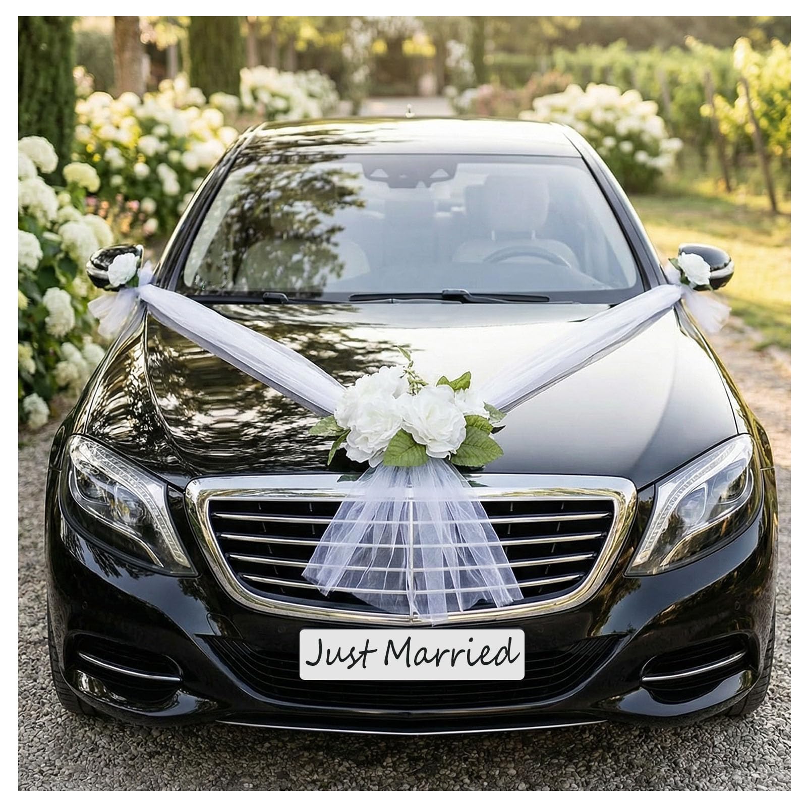 Handmade Round Artifical Floral Bonnet with Ribbon Wedding Car Decorations