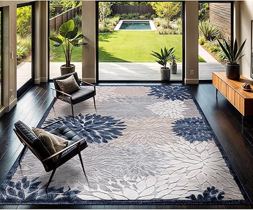 Miniatura 473 de CAMILSON Indoor Outdoor Rug 5x7 Bohemian Medallion Floral Area Rugs for Indoor and Outdoor Patios Easy-Cleaning Non-Shedding Living Room Garden and