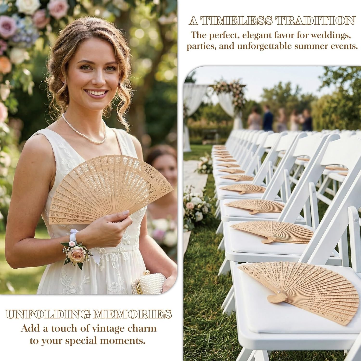 Personalized Wedding Fans For Guests Bulk Custom Wooden Folding Hand Fans With Organza Bags For Wedding Party Baby Shower Graduation