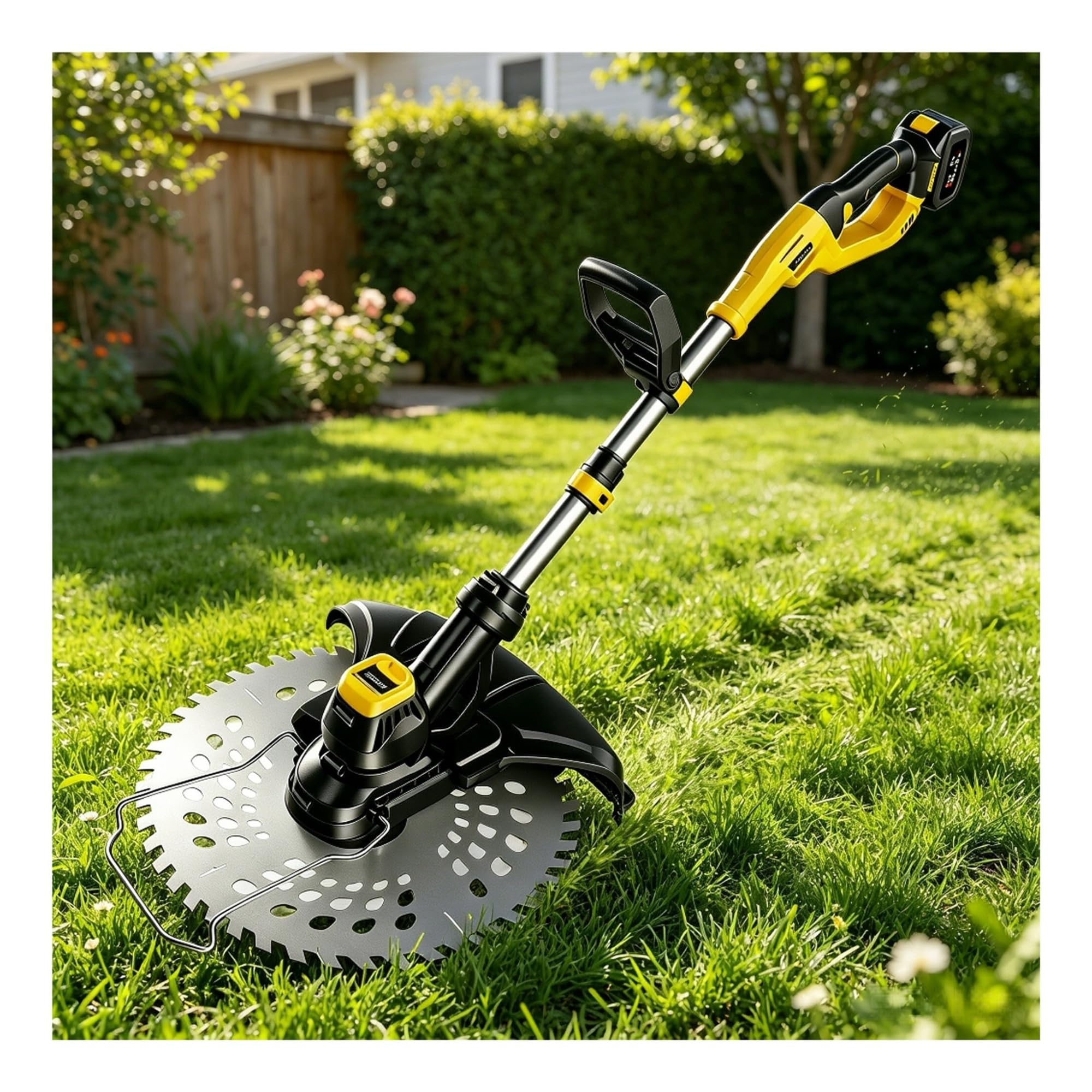 Darbcgh 2Batteries Cordless Electric Grass Trimmer, 21V 6800 Rpm Grass Shear, 90 Min Runtime Lawn Tool With 2 Batteries & Saw Blade(2Batteries)
