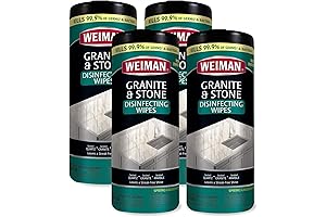 Weiman Granite Disinfectant Wipes for Sealed Stone Surfaces, 30 Wipes, 4 Pack