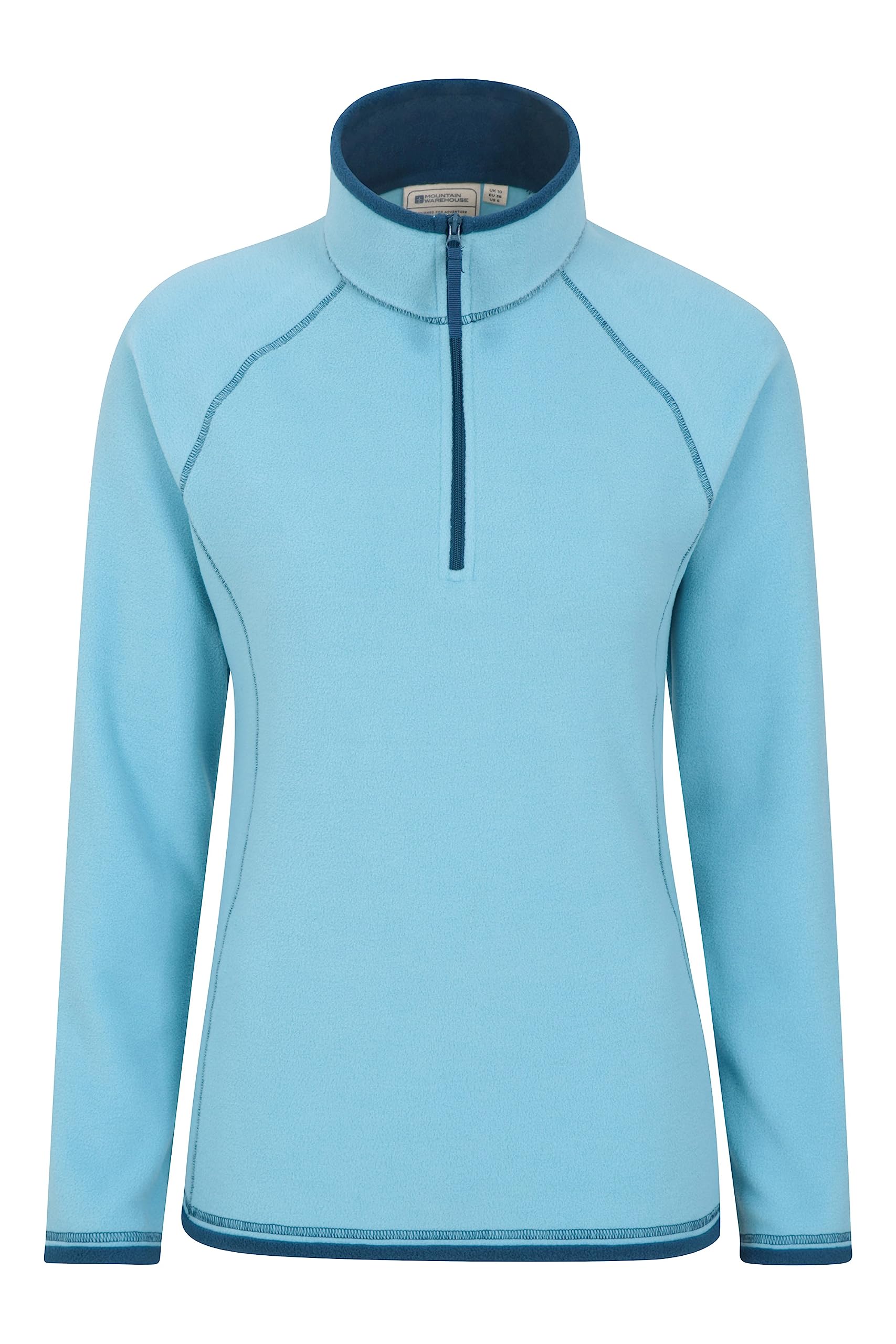 Mountain Warehouse Women's Blue Montana Microfleece - Breathable Sweater, Quick Drying Pullover, Warm Fleece Jacket, Half Zip - For Spring Summer, Travelling, Outdoors Size 8