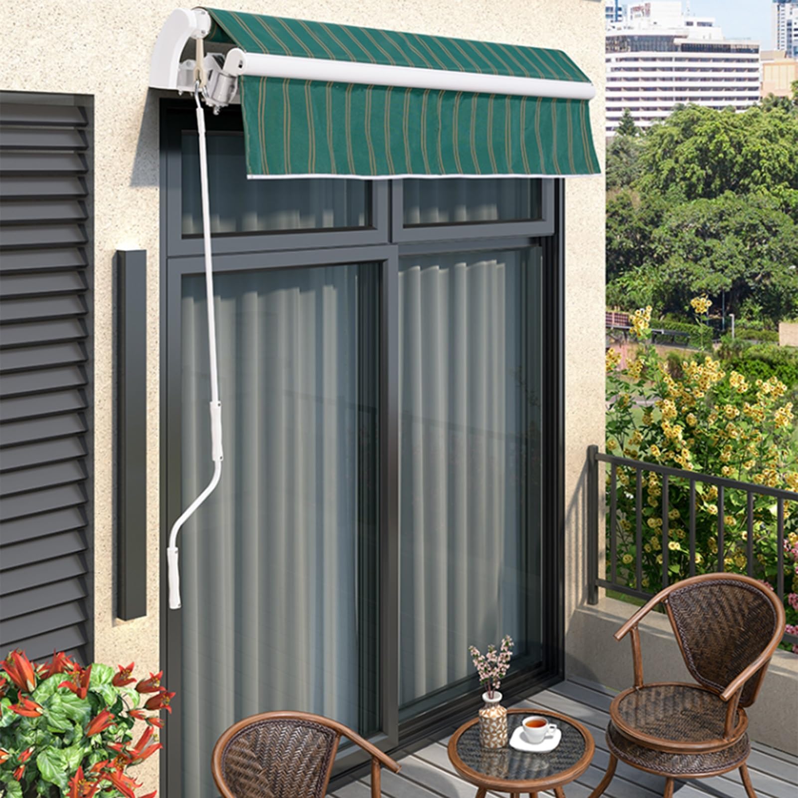 Ausziehbare manuelle/elektrische Markise, Baldachin, für Terrasse, Veranda, Garten, Hof, Deck, Outdoor, Sonnenschutz, Polyester,