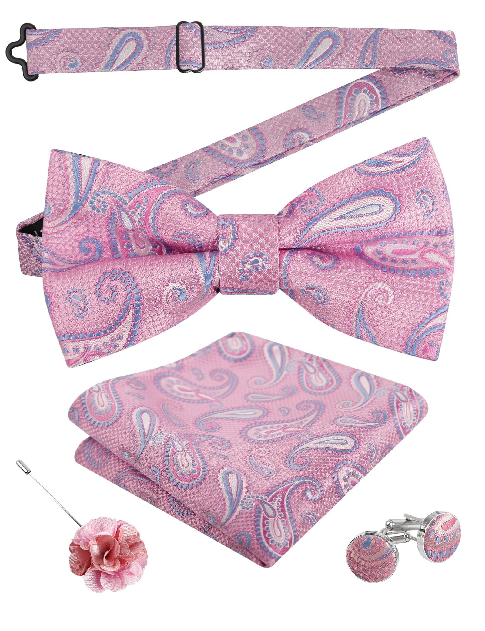 Alizeal Mens 4pcs Vintage Paisley Bow Tie Set