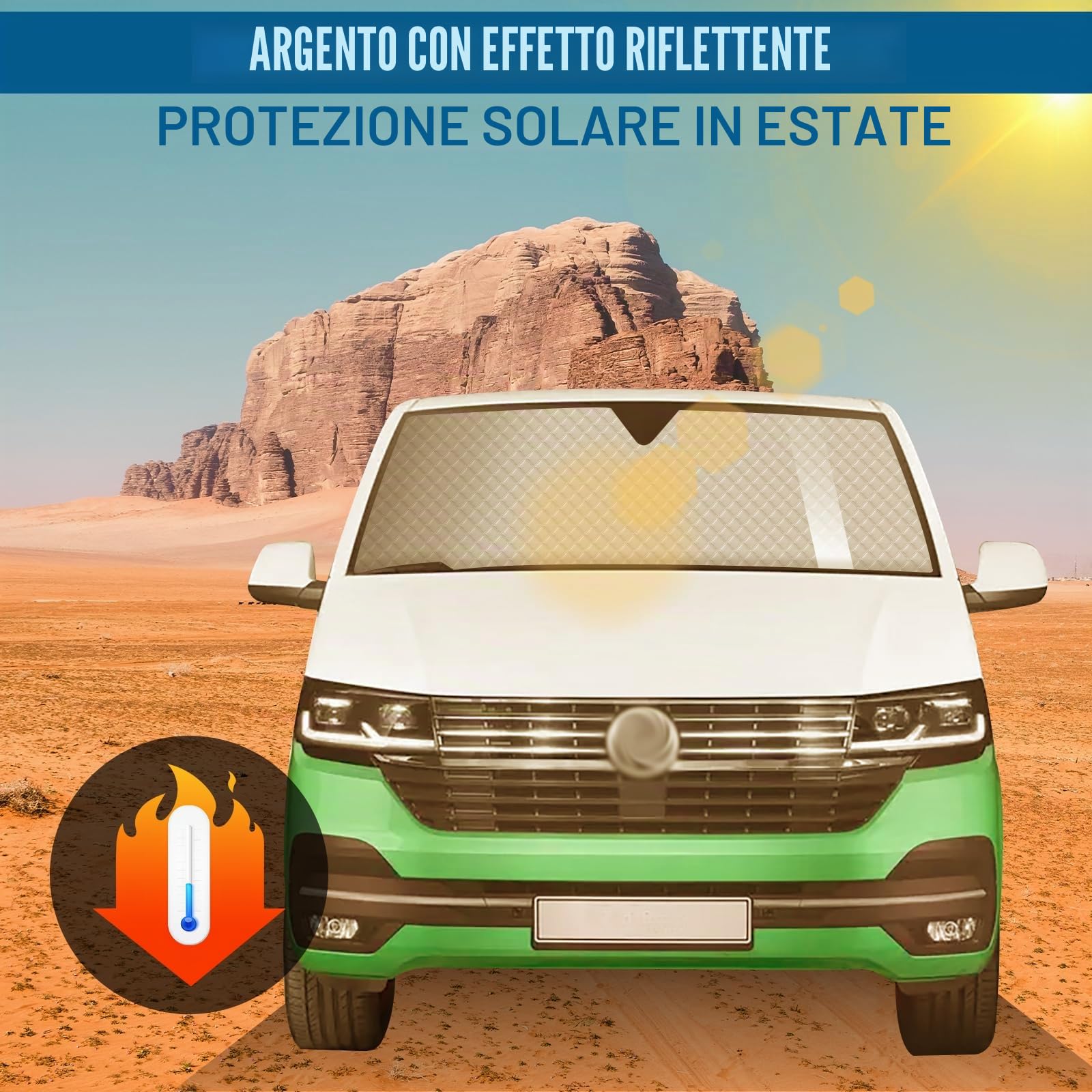 Set di 8 tappetini termici per cabina auto LWB VW T4, di lusso interno parasole per auto, set di tende termiche, oscuranti, protezione solare per parabrezza