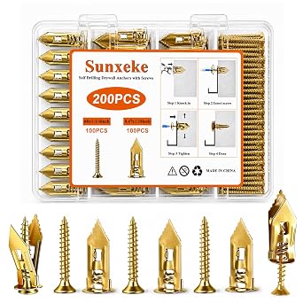 Self Drilling Drywall Anchors and Screws Kit, 200PCS
