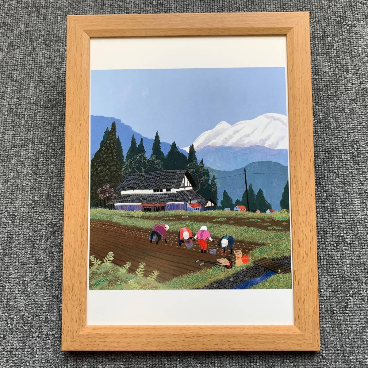 Amazon.co.jp: □原田泰治『春の土 福井県大野市』B5サイズ 額入り