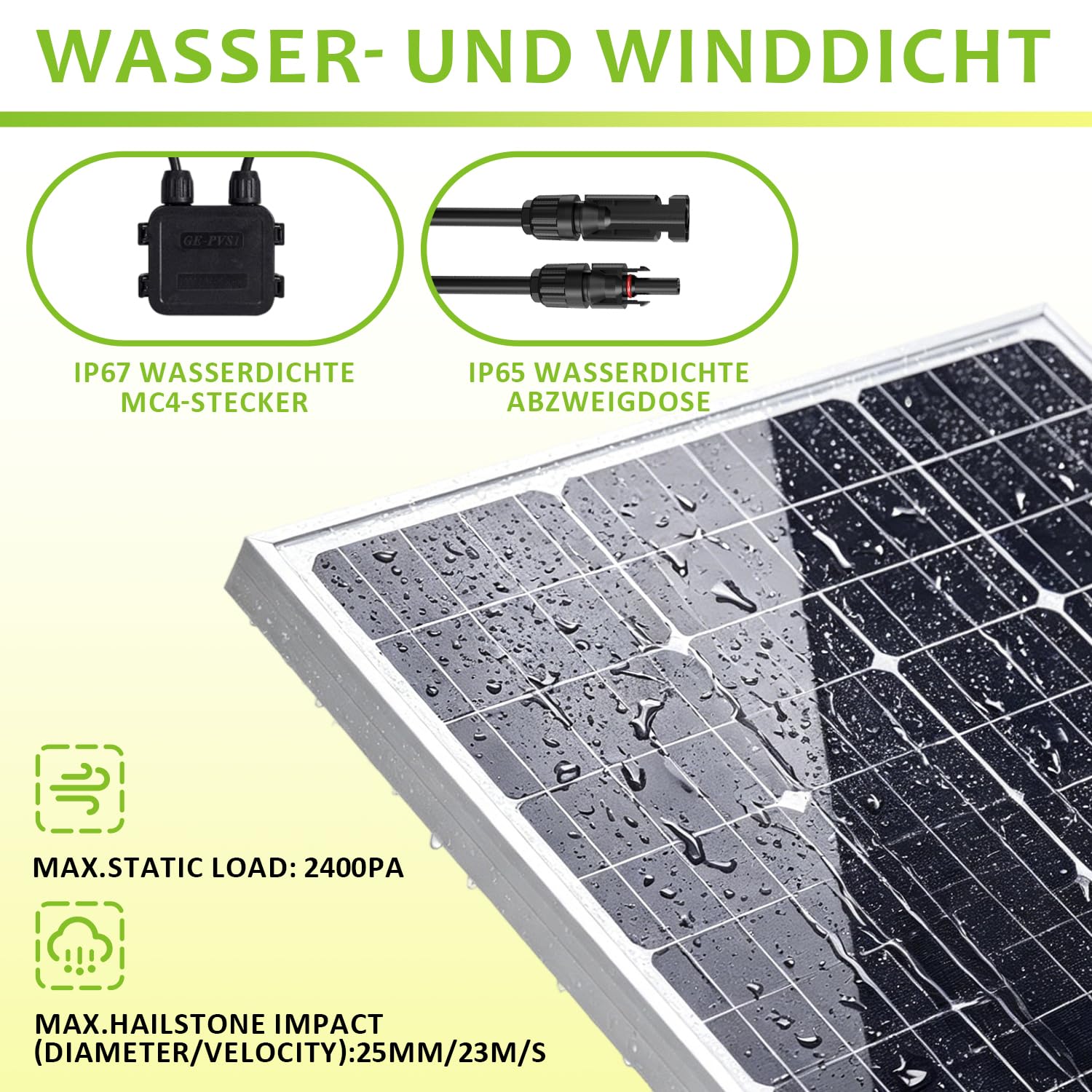 Topsolar 100W Solarpanel 12V mit Laderegler, Kabeln