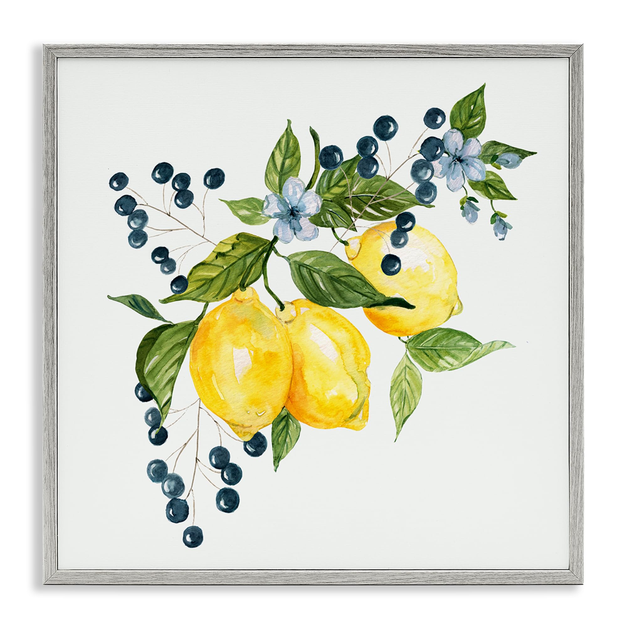 Lemon Branch with Berries Botanical, 24 x 24 Inch Framed Giclée Print