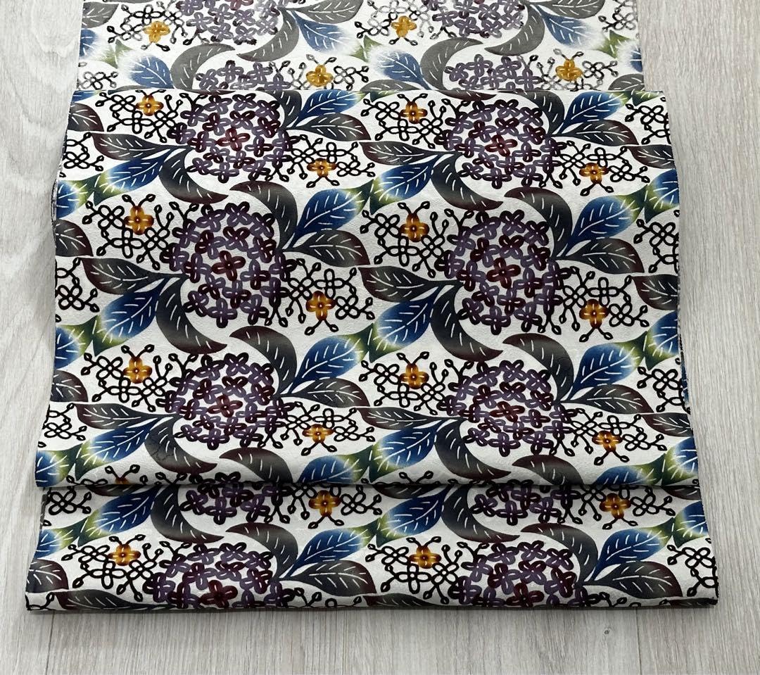 新品未使用品【城間永順】紅型名古屋帯お仕立て済琉球びんがたグレー