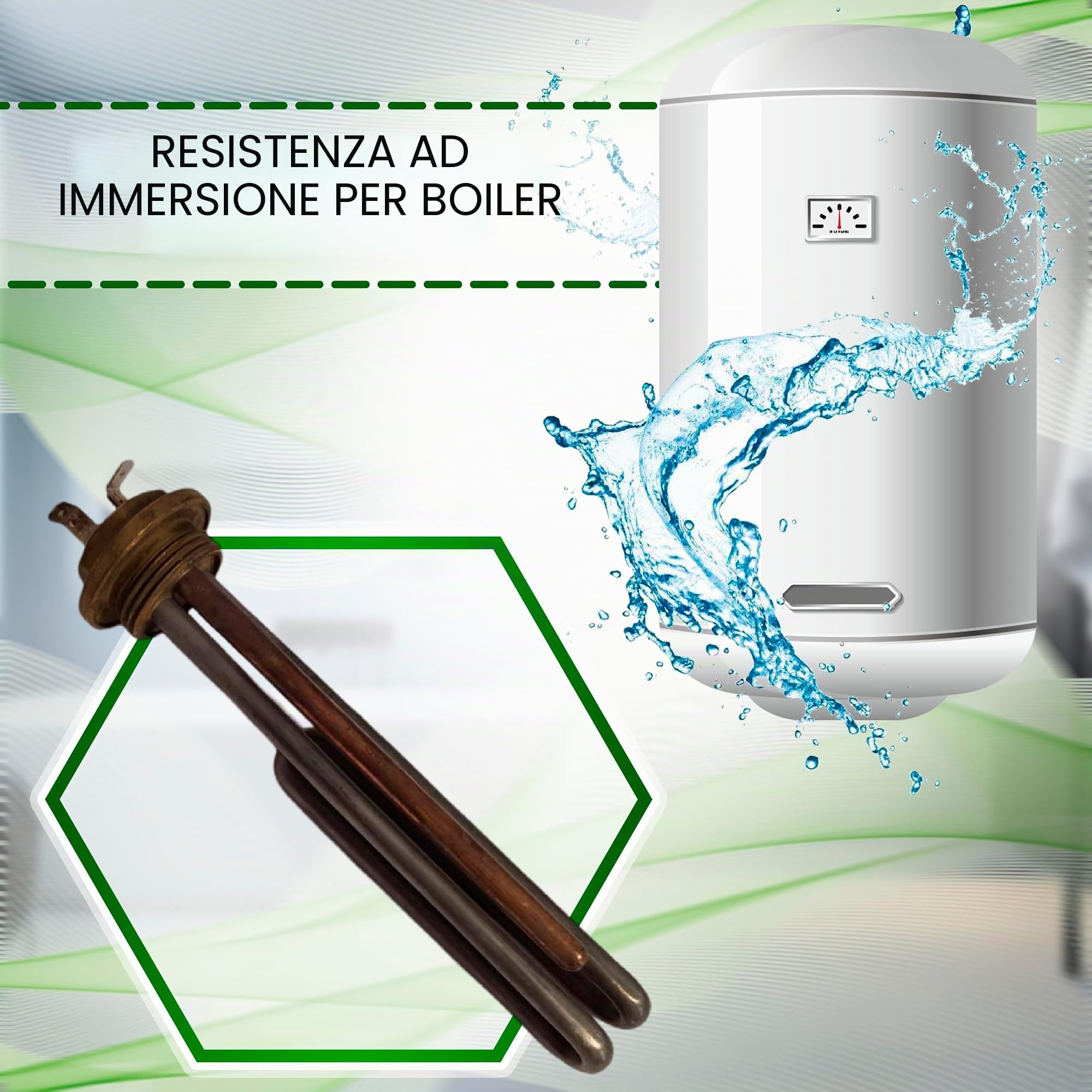 Resistenza Dello Scaldabagno per Caldaia 1700W 230V 180 mm - Garanzia di 5 Anni - ONIX TECH