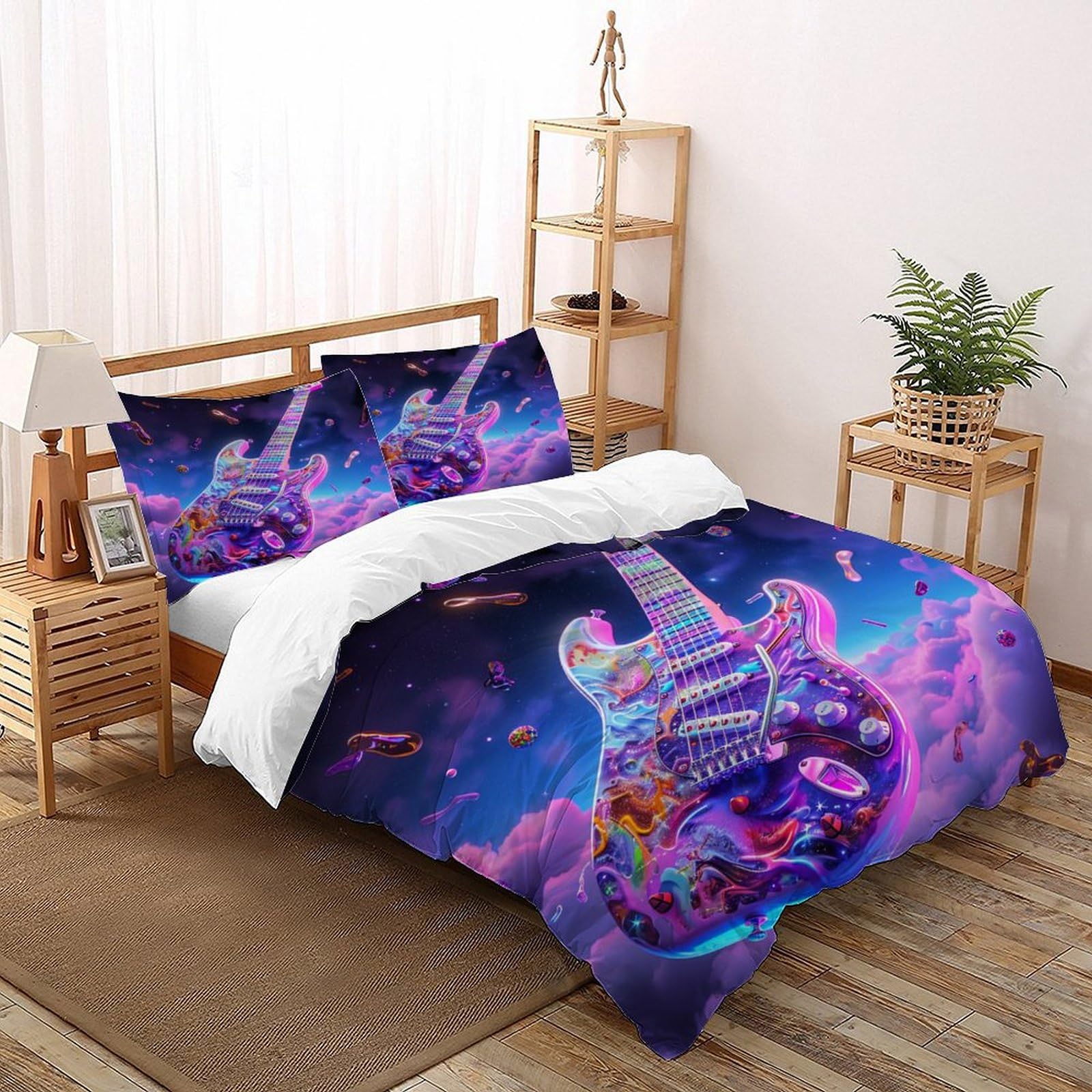 Housse de couette purple guitar pour transformer la chambre d'un ado passionné de musique