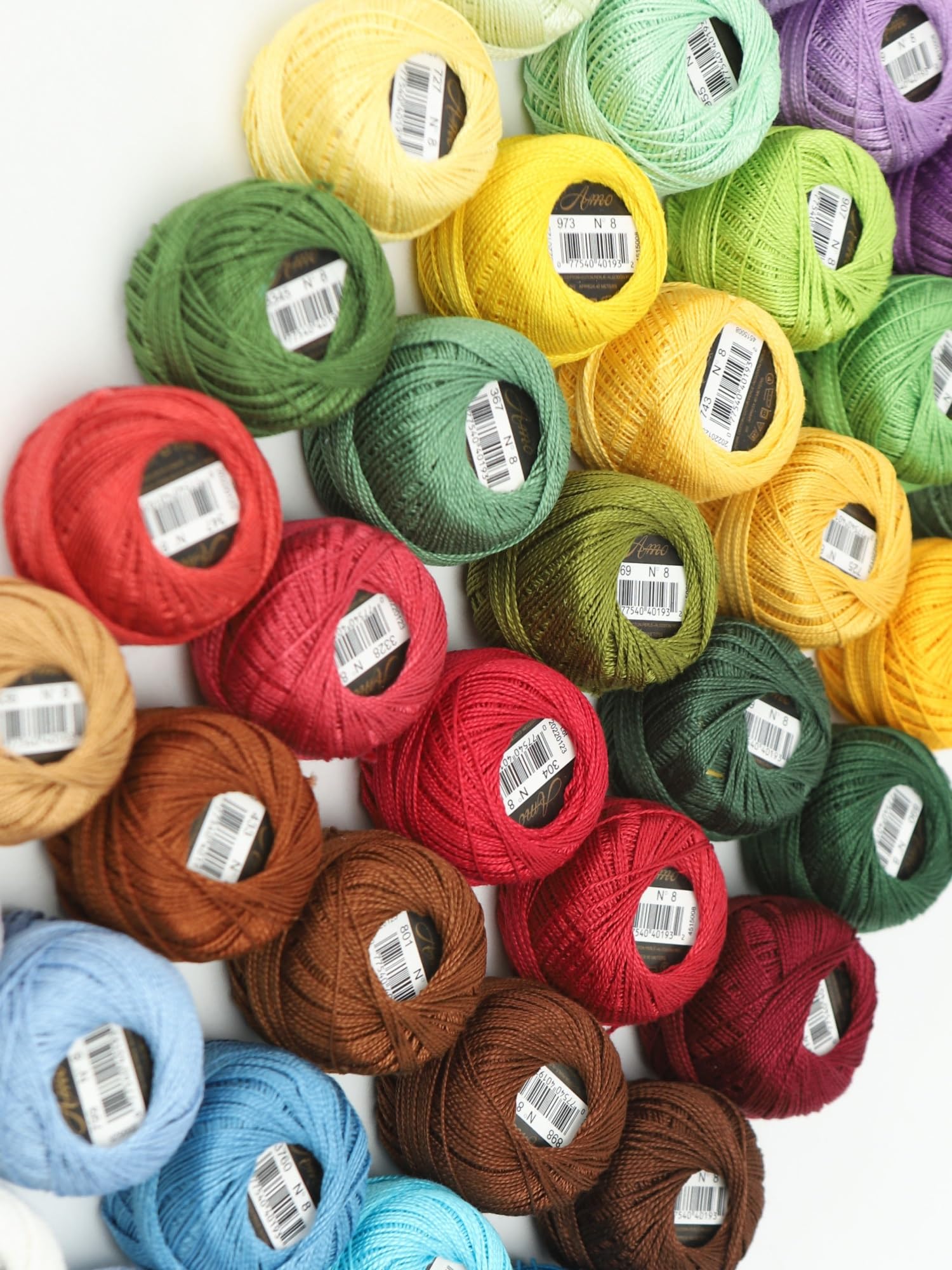 Filo Da Ricamo Set di 54 colori, misura 8, filo perle cotone for ricamo all'uncinetto, smock, applique, lungo 43 metri