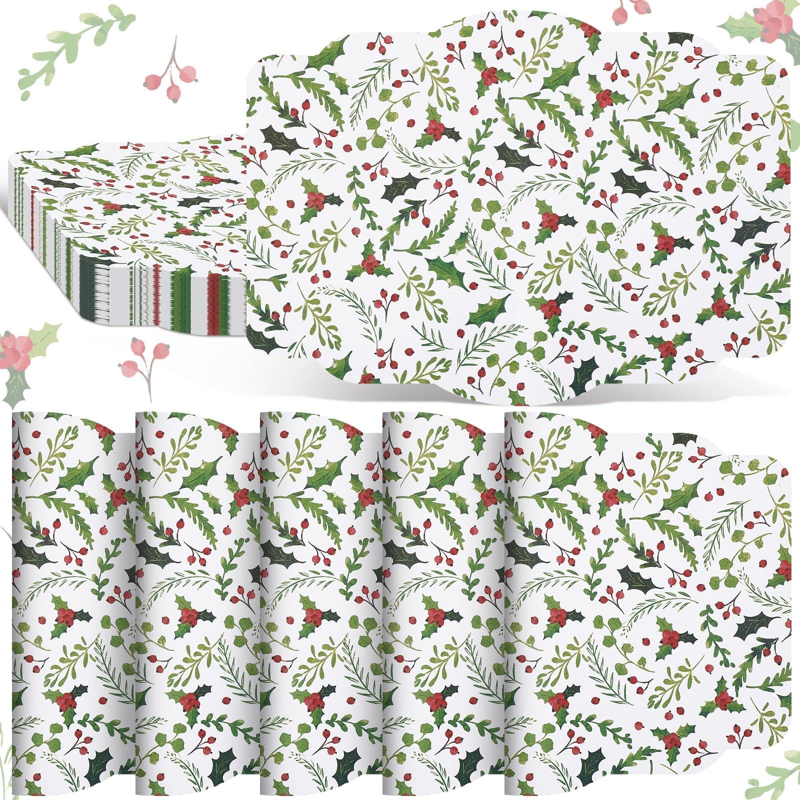 Lallisa 100 Pcs Burlap Printed Paper Place Mats 14 x 10 in